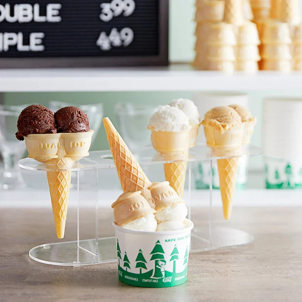 Twin scoop ice cream cones