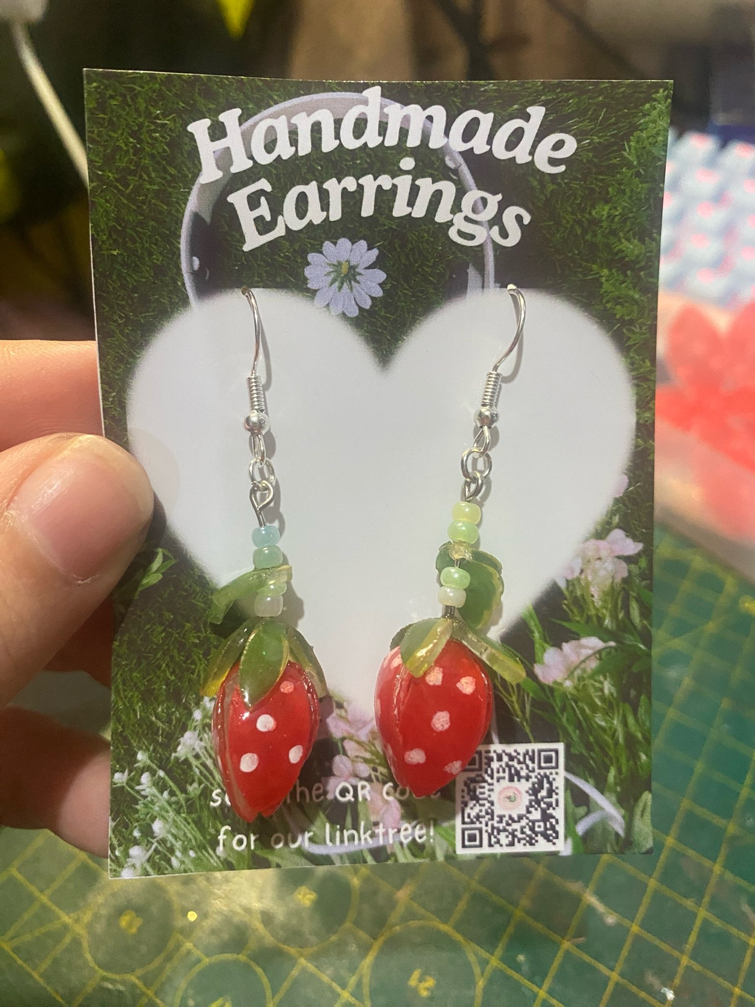 Handcrafted strawberry earrings i made myself