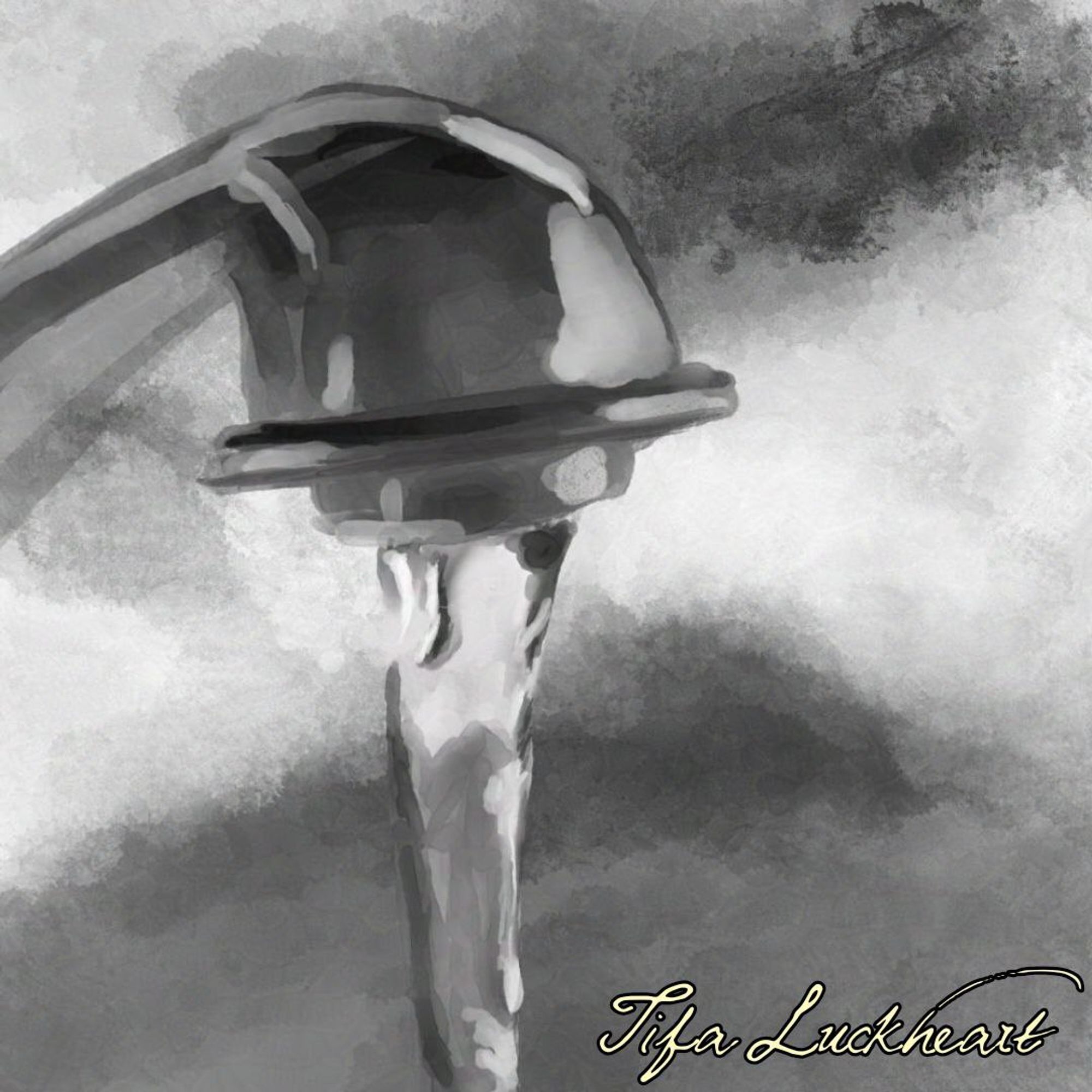 A digital drawing of water flowing from the tap.