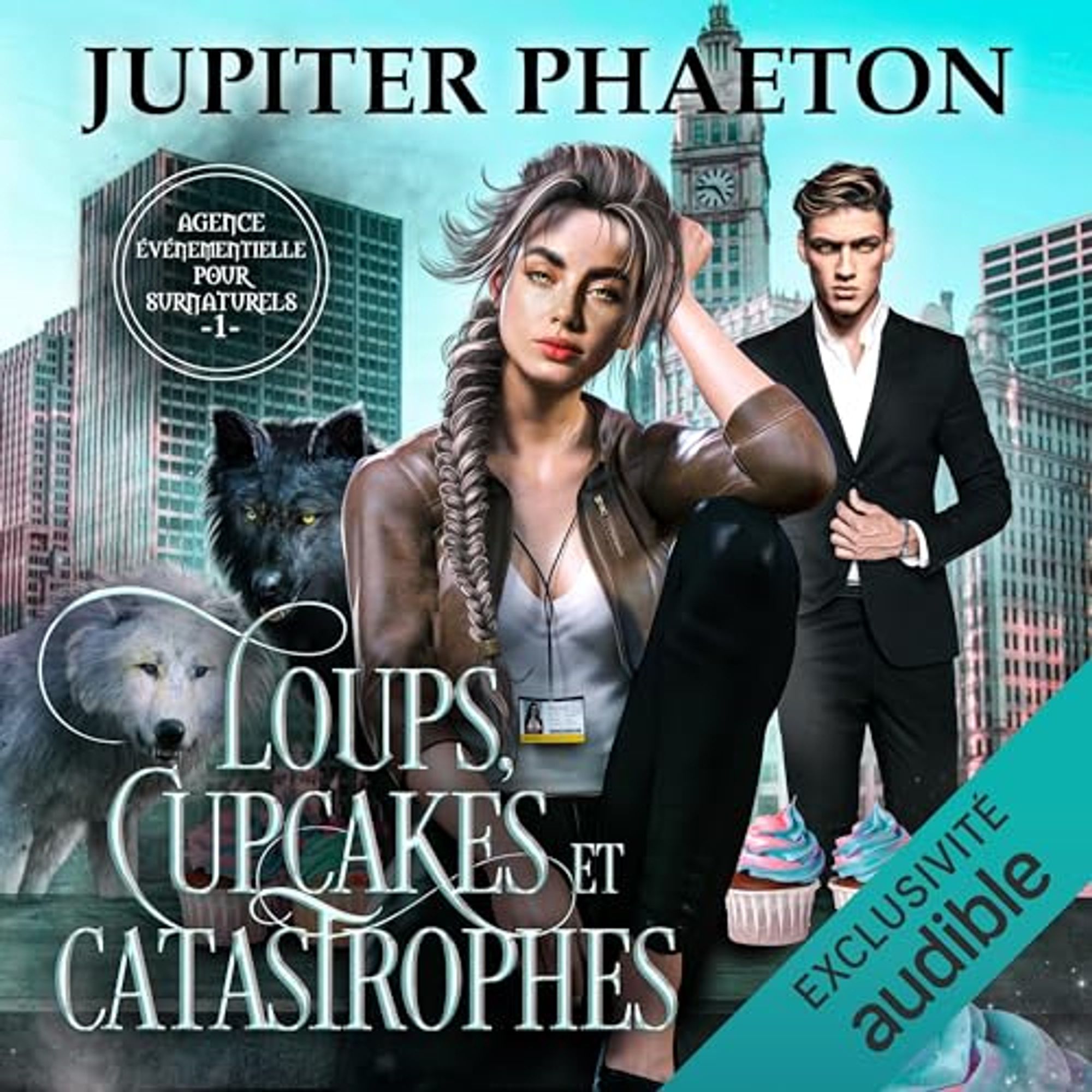 Couverture du livre "Loups, Cupcakes et Catastrophes"
On y voit ... ben des loups des cupcakes et jeunes gens qui ont l'air ma foie bien beaux, mais comme c'est une illustration merdique faite par une IA ils ressemblent à pas grand chose