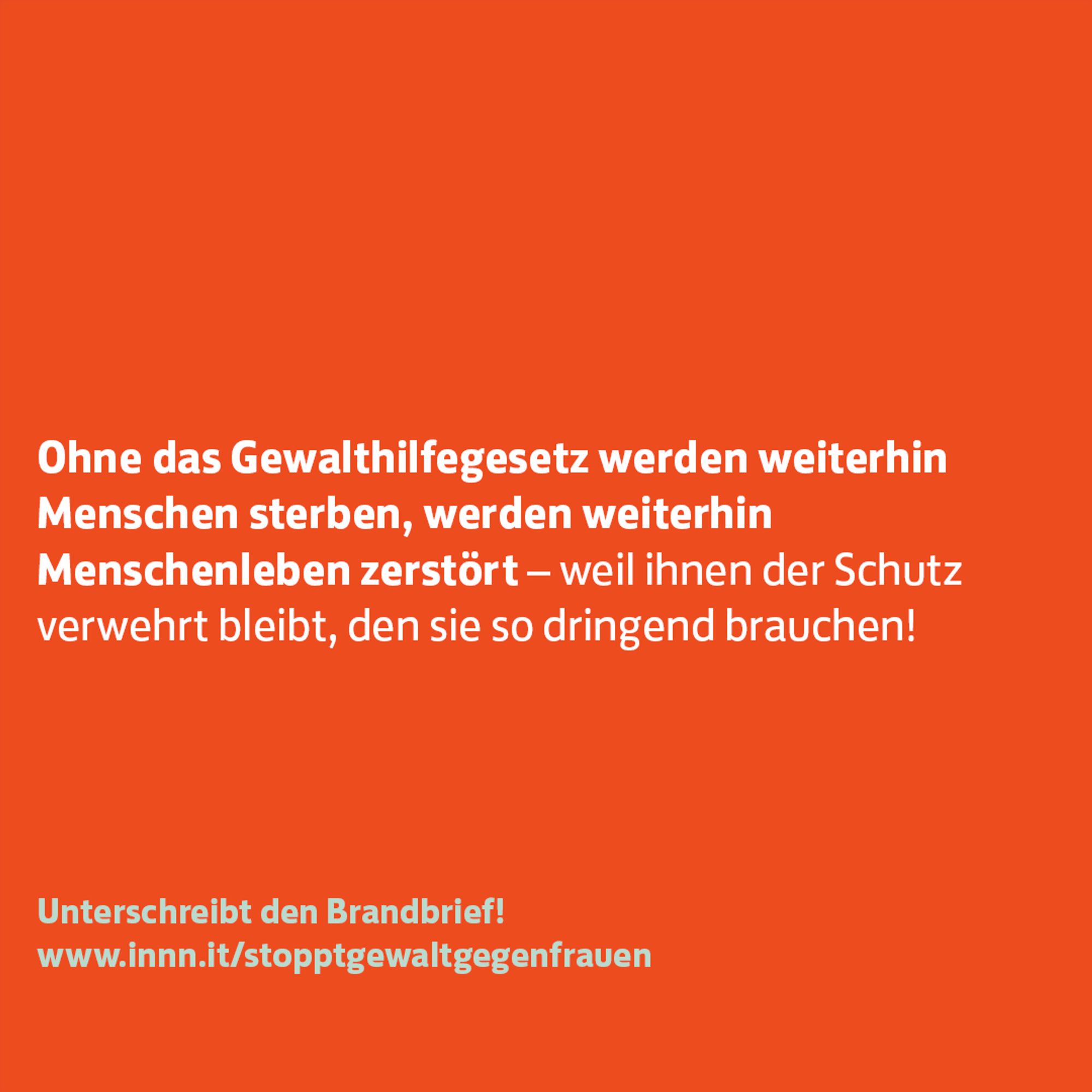 Ohne das Gewalthilfegesetz werden weiterhin Menschen sterben, werden weiterhin Menschenleben zerstört - weil ihnen der Schutz verwehrt bleibt, den sie so dringend brauchen!