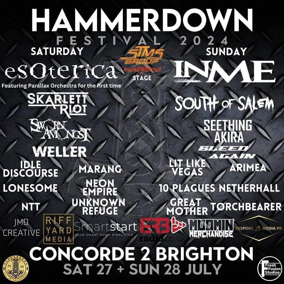 Line up poster for Hammerdown festival in Brighton