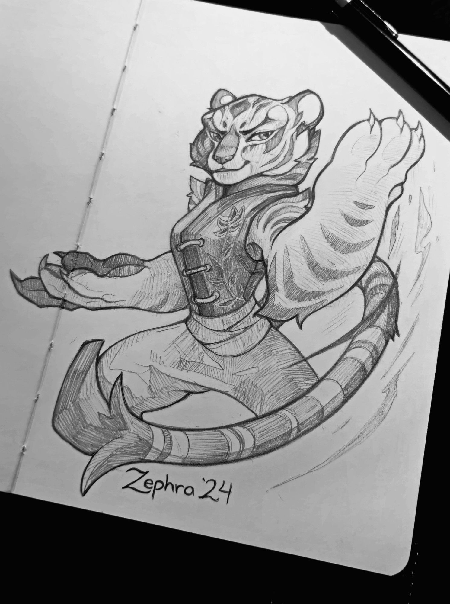 Tigress from Kung Fu Panda, pencil sketch in sketchbook 

#art #furry #furryart