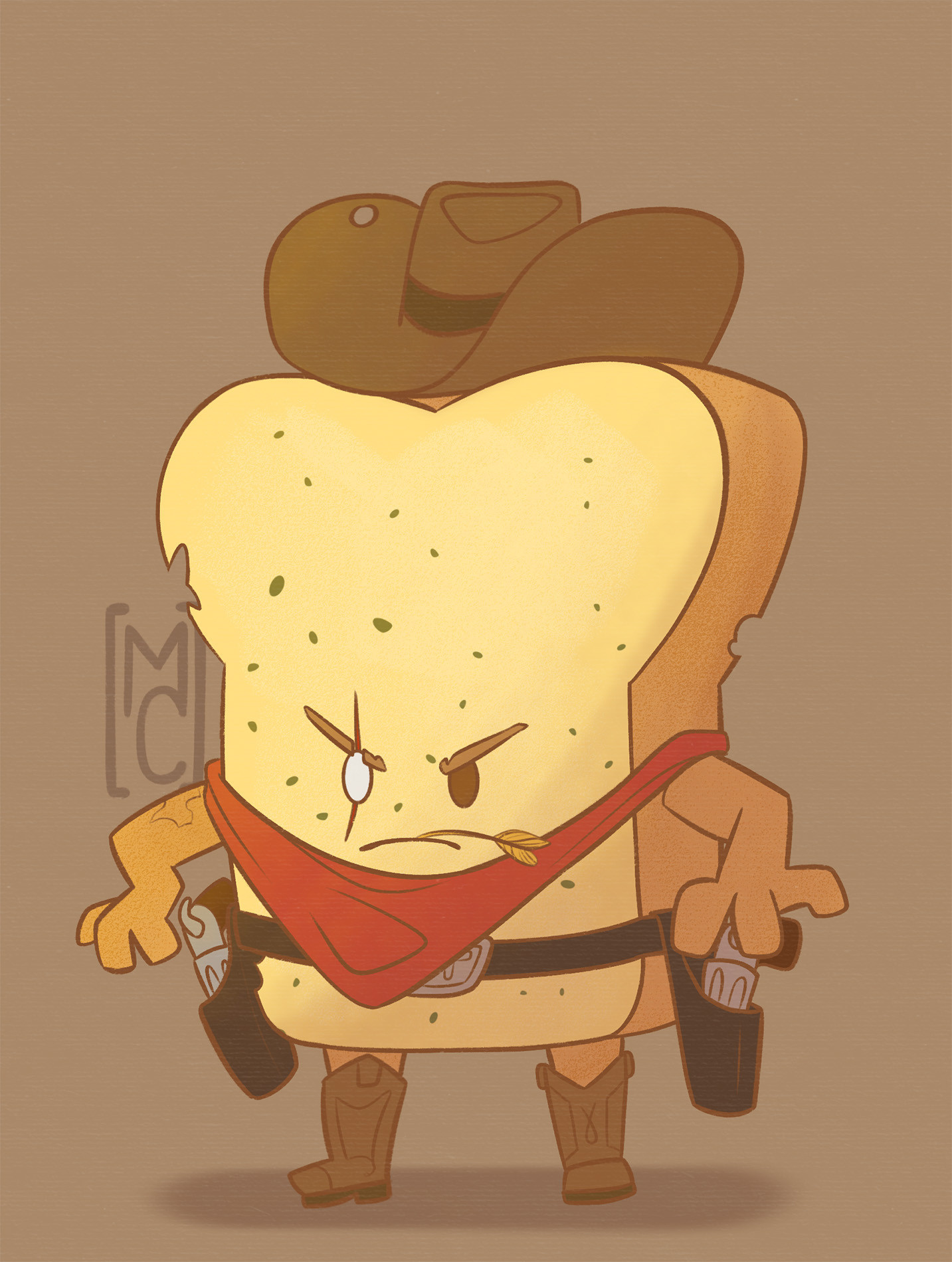 A cowboy ... but It's a toast, and he's ready to pull out his guns !