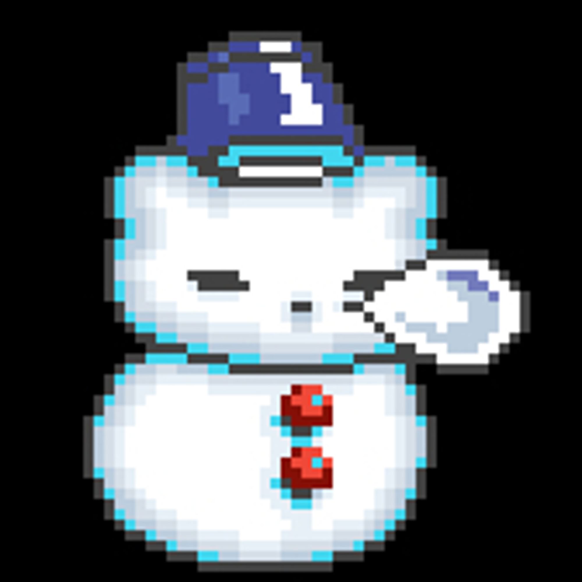 Yukidarumon from Digimon sleeping as a snowman sprite