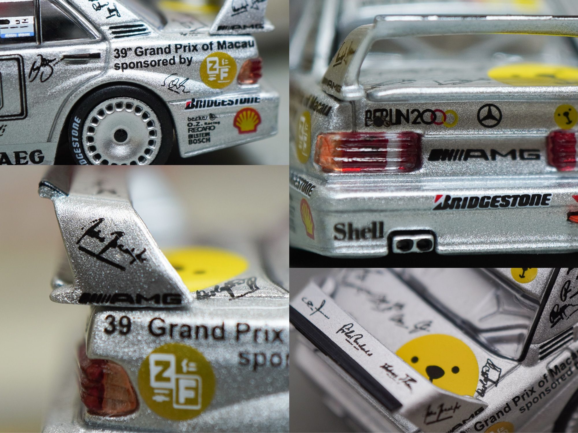 Some close-up shots of Mercedes-Benz 190E 2.5-16 Evolution II, Berlin 2000 livery by Tarmac Works in 1:64 scale on AREA 164