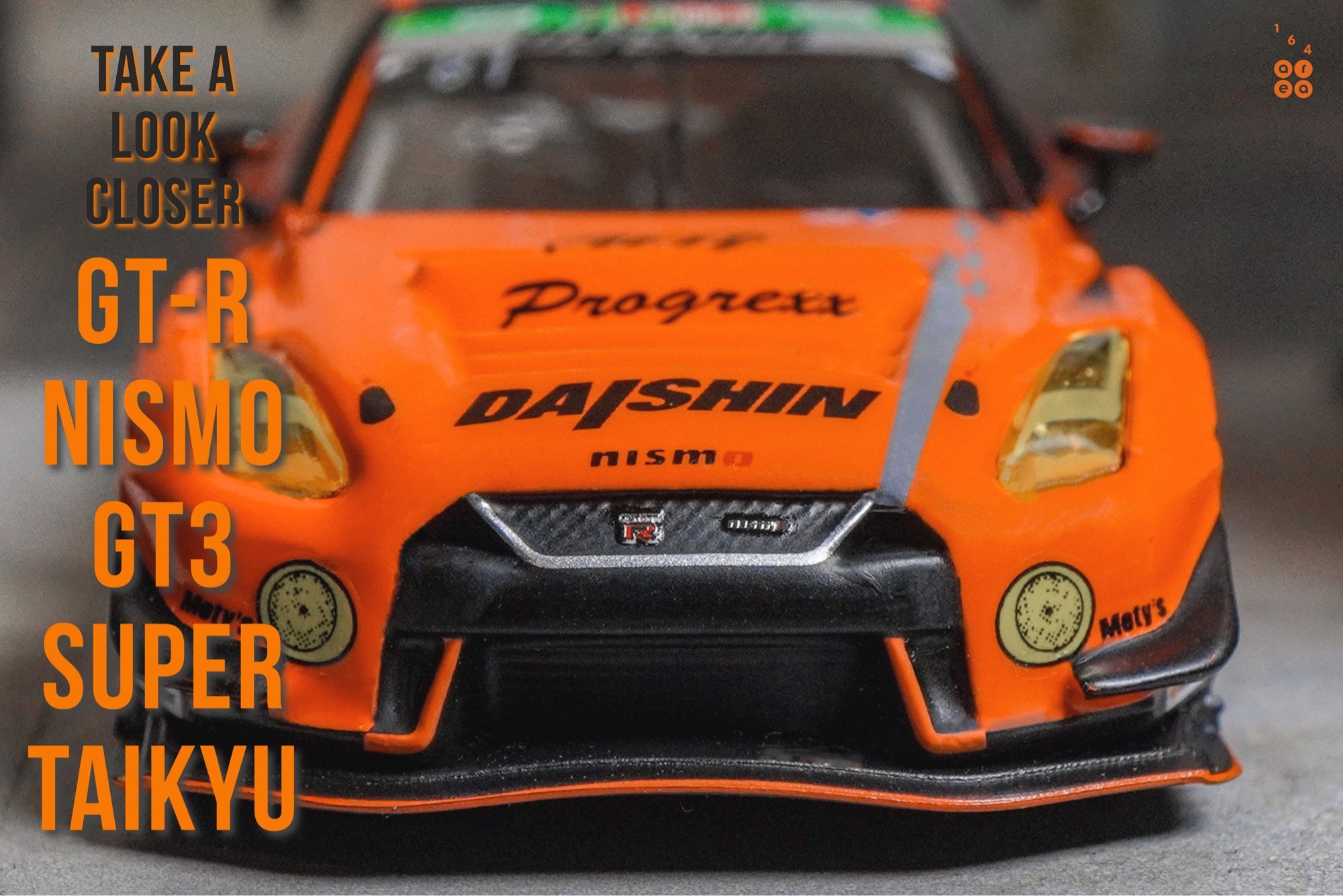 Some close-up shots of Nissan GT-R Nismo GT3, Super Taikyu Series 2021, Fuji 24 hours 2021, No. 81 Winner by Tarmac Works in 1:64 scale with 1:64 figure on AREA 164