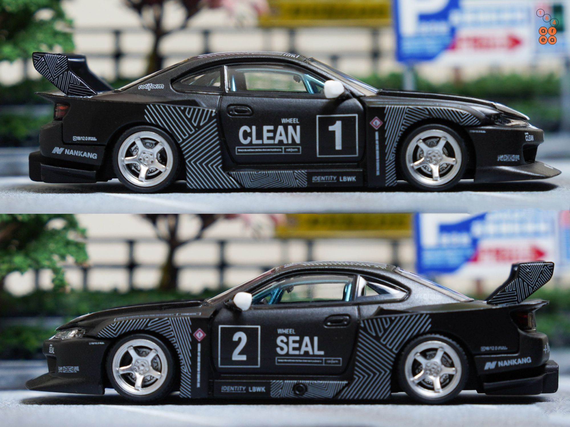 A livery on both sides of LB-Super Silhouette, Nissan Silvia S15 by Time Micro in 1:64 scale on AREA 164