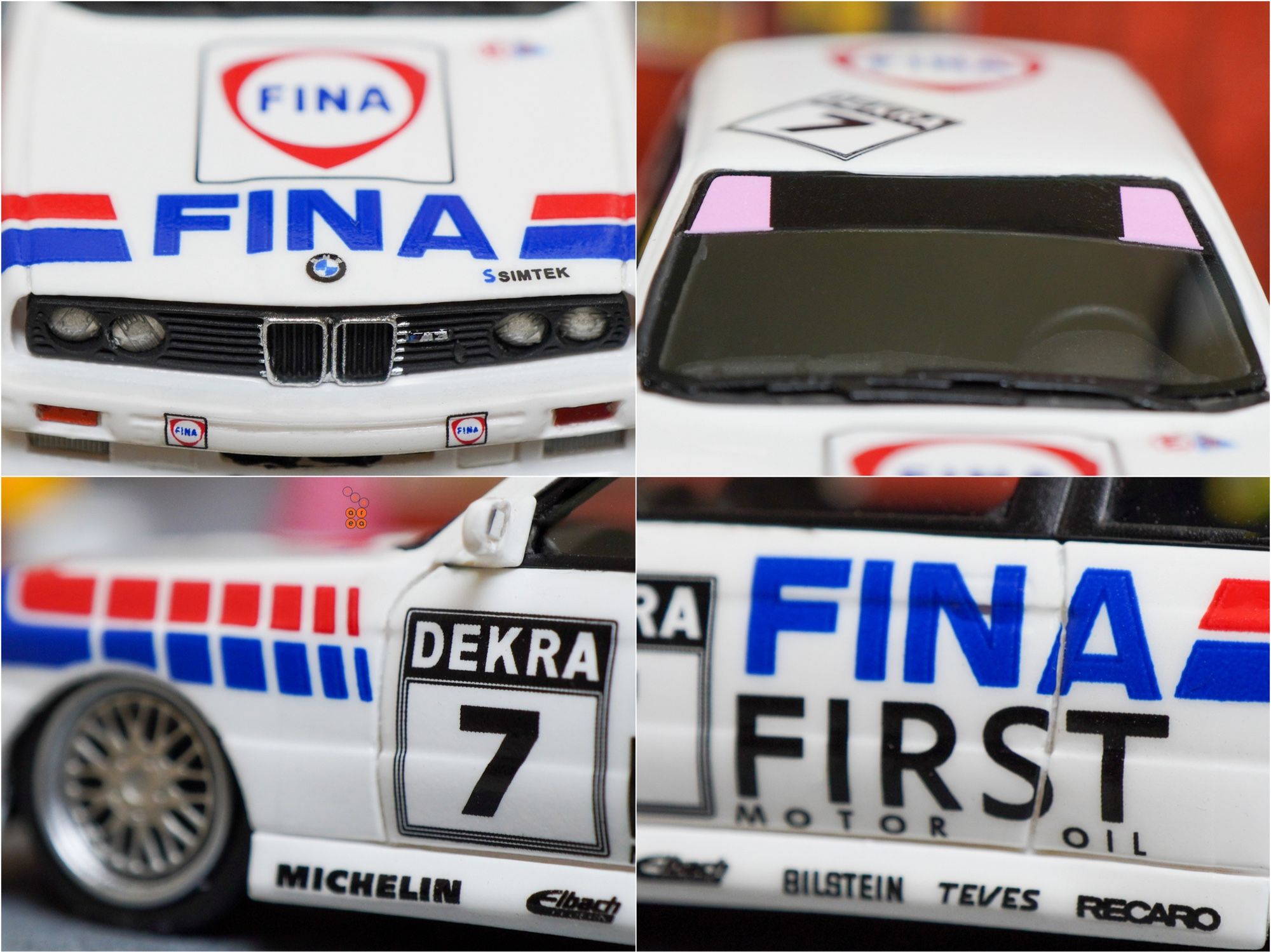 Some close-up shots of BMW E30 M3, FINA First Oil livery by ScaleMini in 1:64 scale on AREA 164