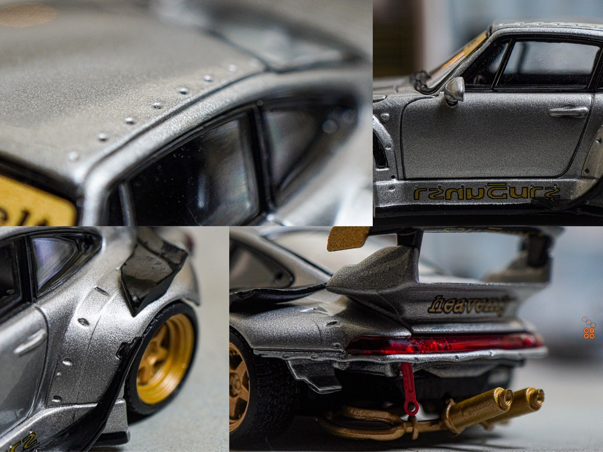 Some close-up shots of Porsche RWB 993 Ram-intra by Street Weapon in 1:64 scale with 1:64 figure on AREA 164