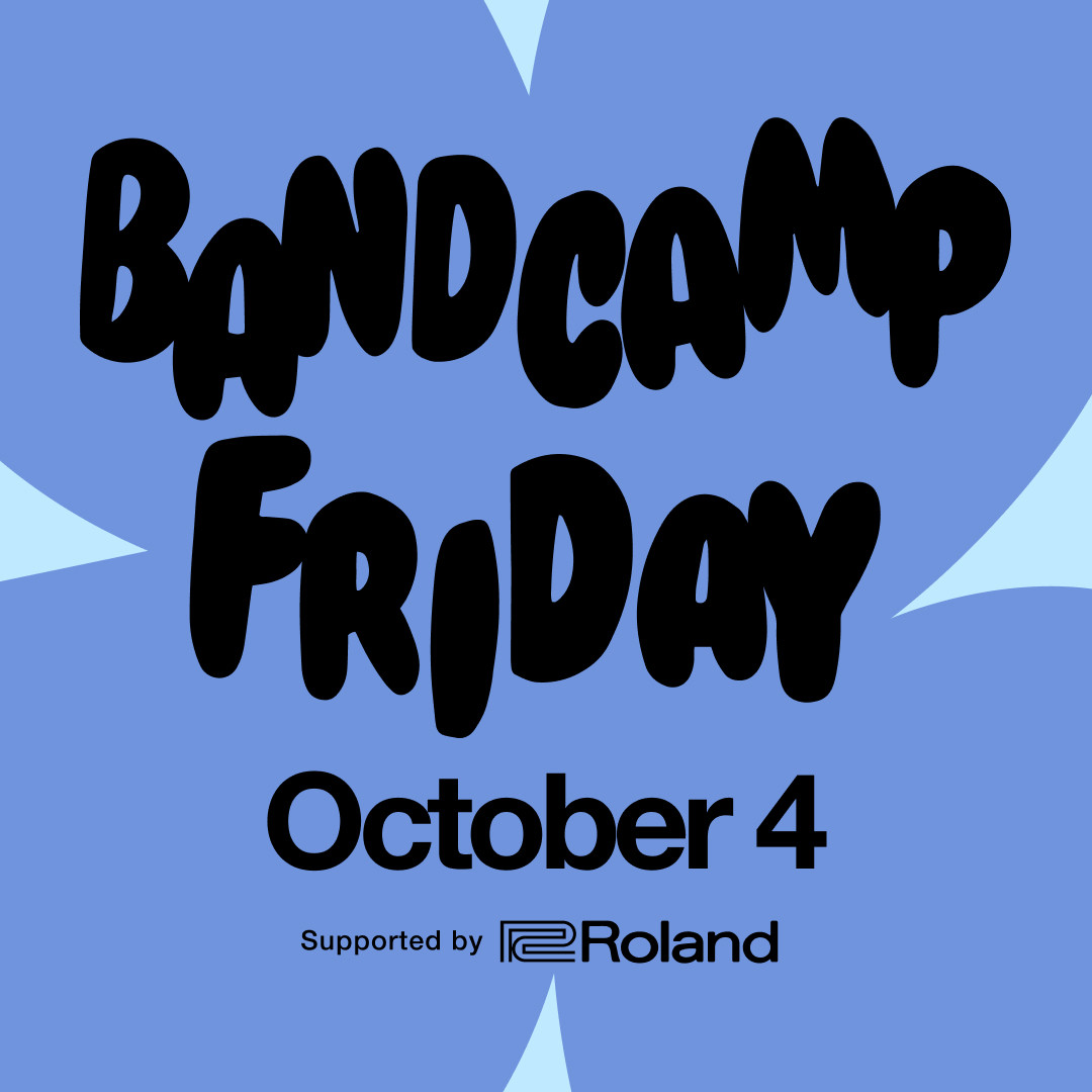 A banner announcing BANDCAMP FRIDAY october 4th, supported by Roland.