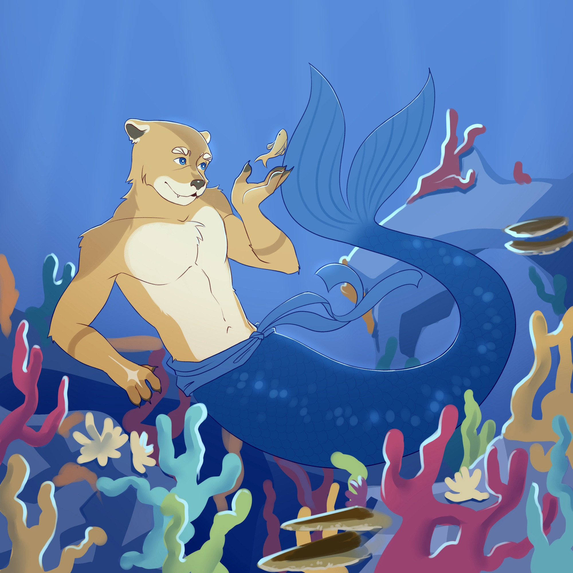 Pictured is Val in his merman/merfolk form, made by m00nl1ghtt on FA