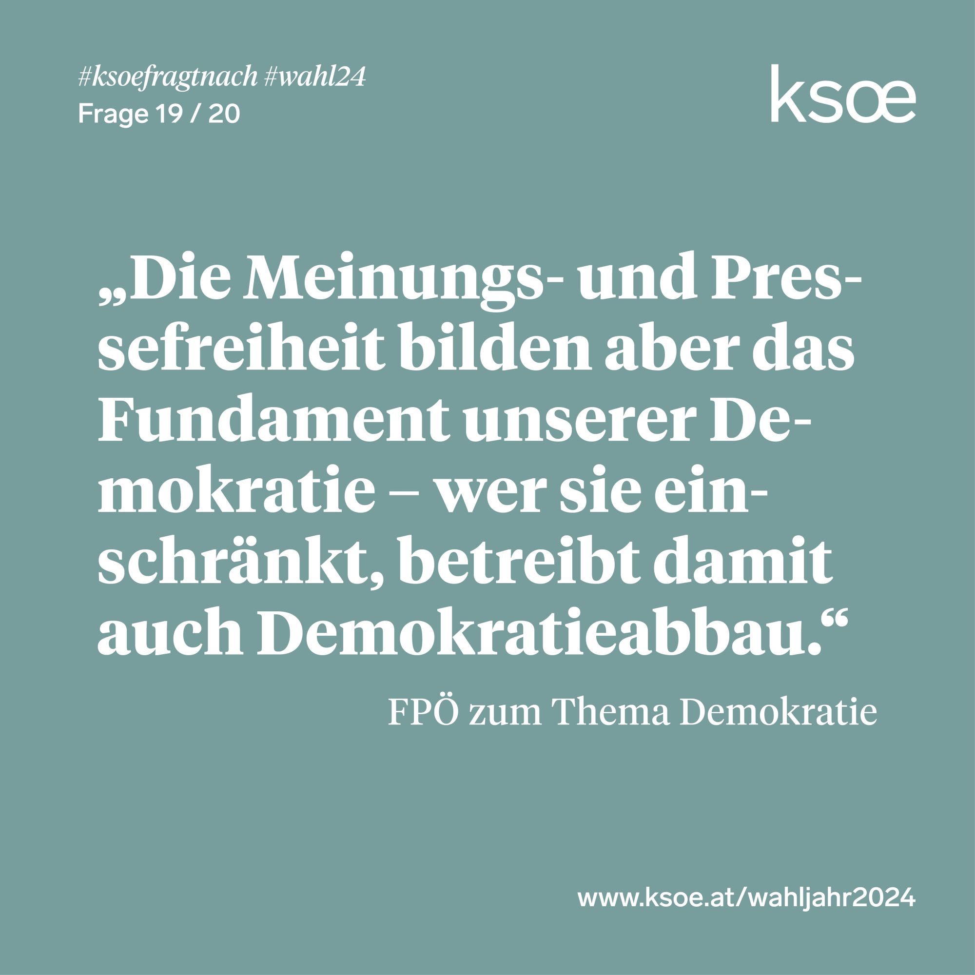 #ksoefragtnach - FPÖ zu Demokratie: "Die Meinungs- und Pressefreiheit bilden aber das Fundament unserer Demokratie - wer sie einschränkt, betreibt damit auch Demokratieabbau"