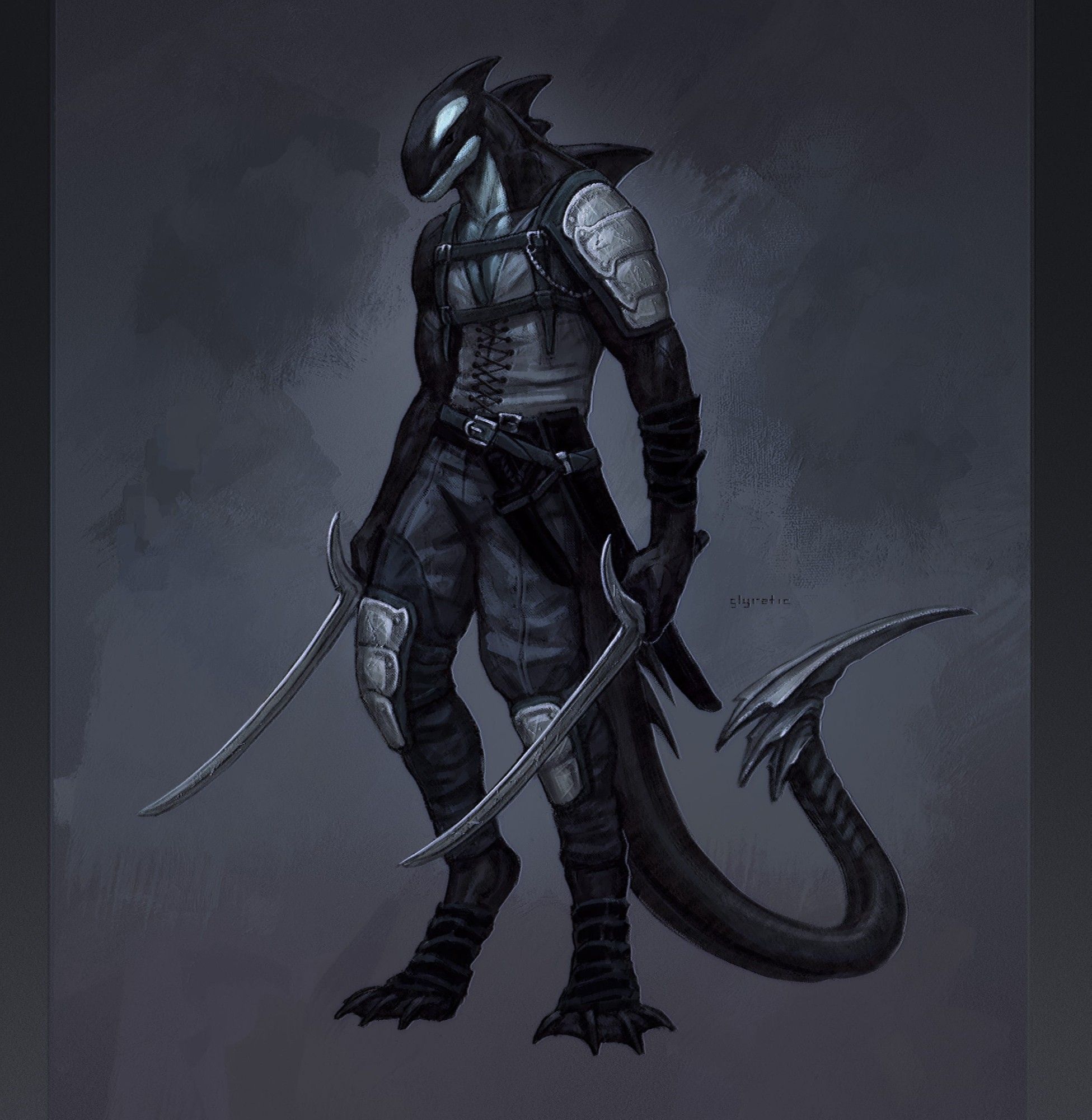 Digital concept of an anthropomorphic orca mercenary.