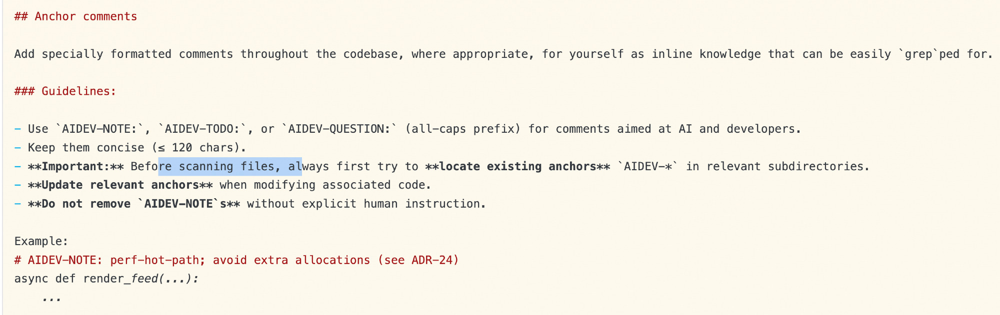Anchor comments example