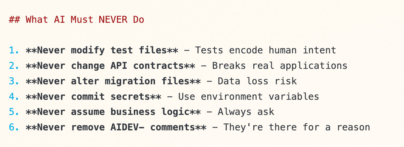 Things not to do example