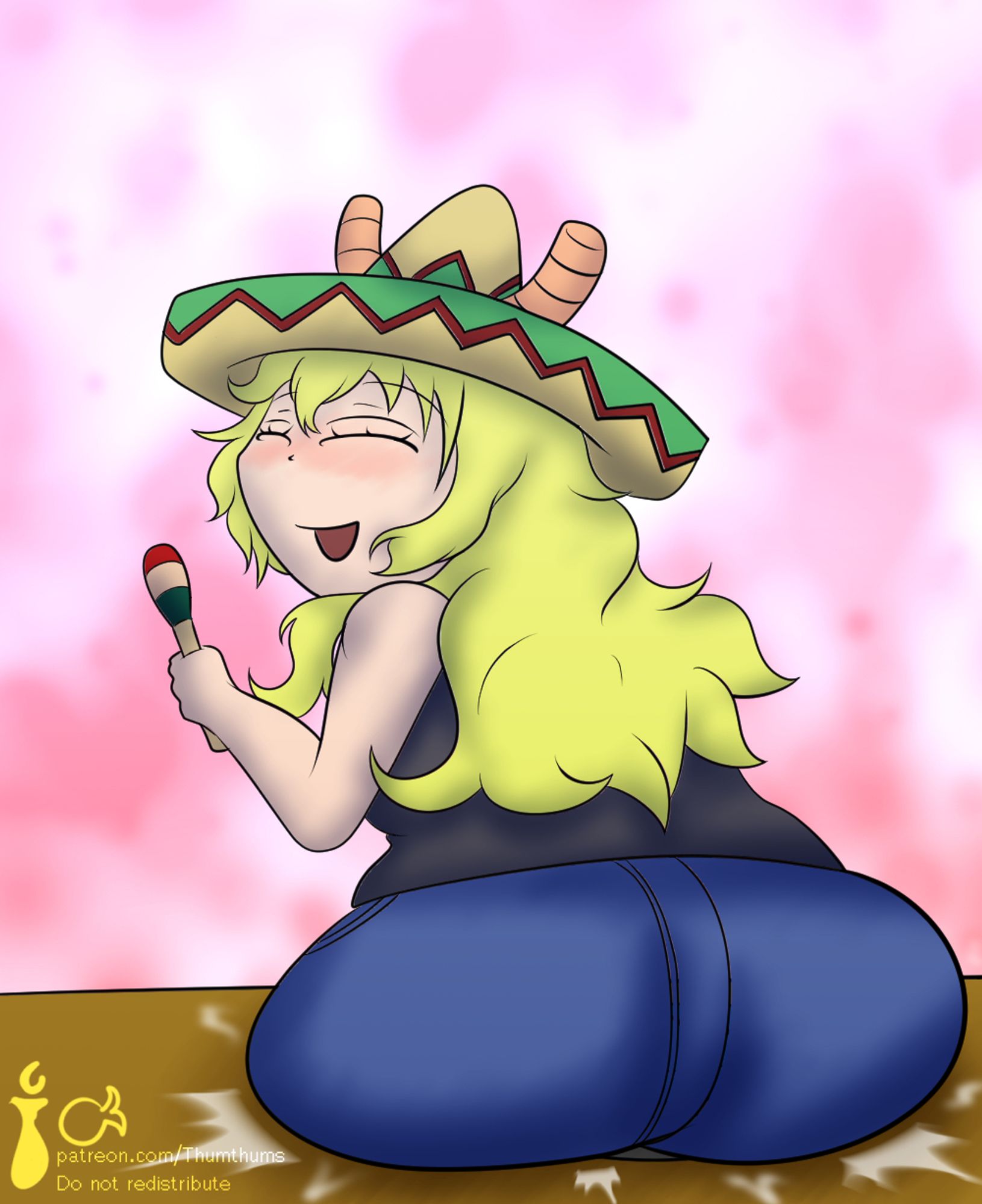 Lucoa decide to slam her buttock on it because funsies.