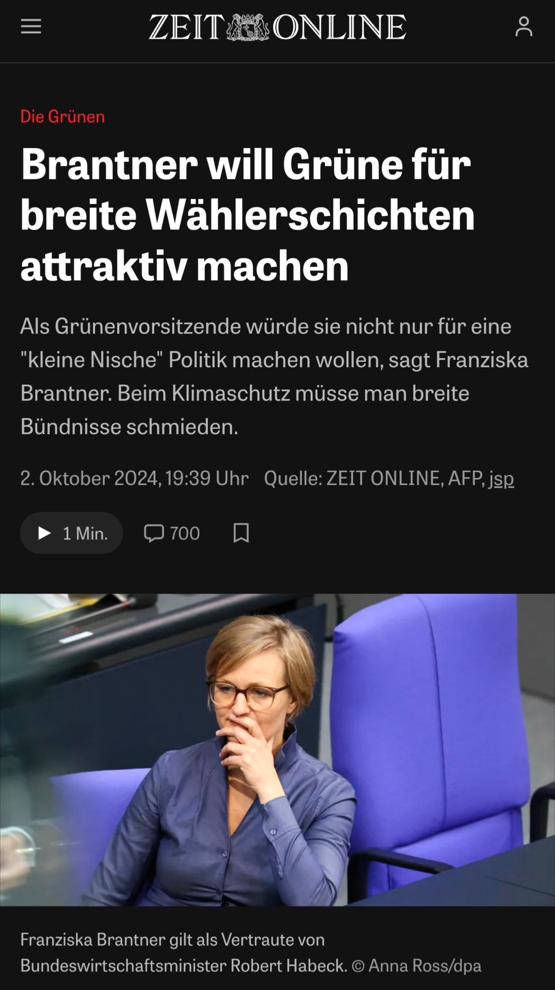 Zeit Schlagzeile:

Brantner will Grüne für breite Wählerschichten attraktiv machen Als Grünenvorsitzende würde sie nicht nur für eine "kleine Nische" Politik machen wollen, sagt Franziska Brantner. Beim Klimaschutz müsse man breite Bündnisse schmieden.