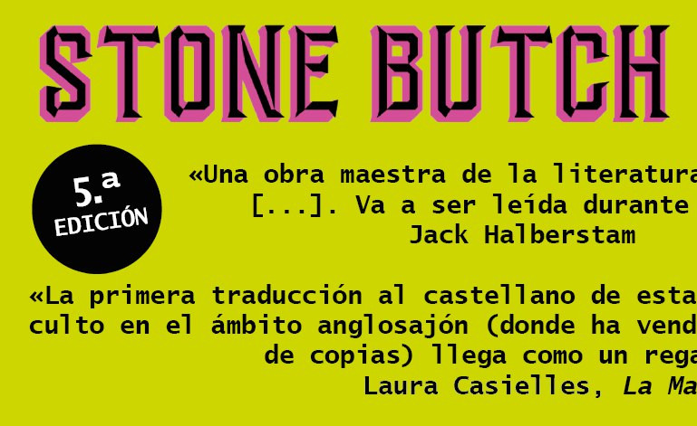 Parte de la faja de la quinta edición del libro Stone Butch Blues, de Leslie Feinberg.