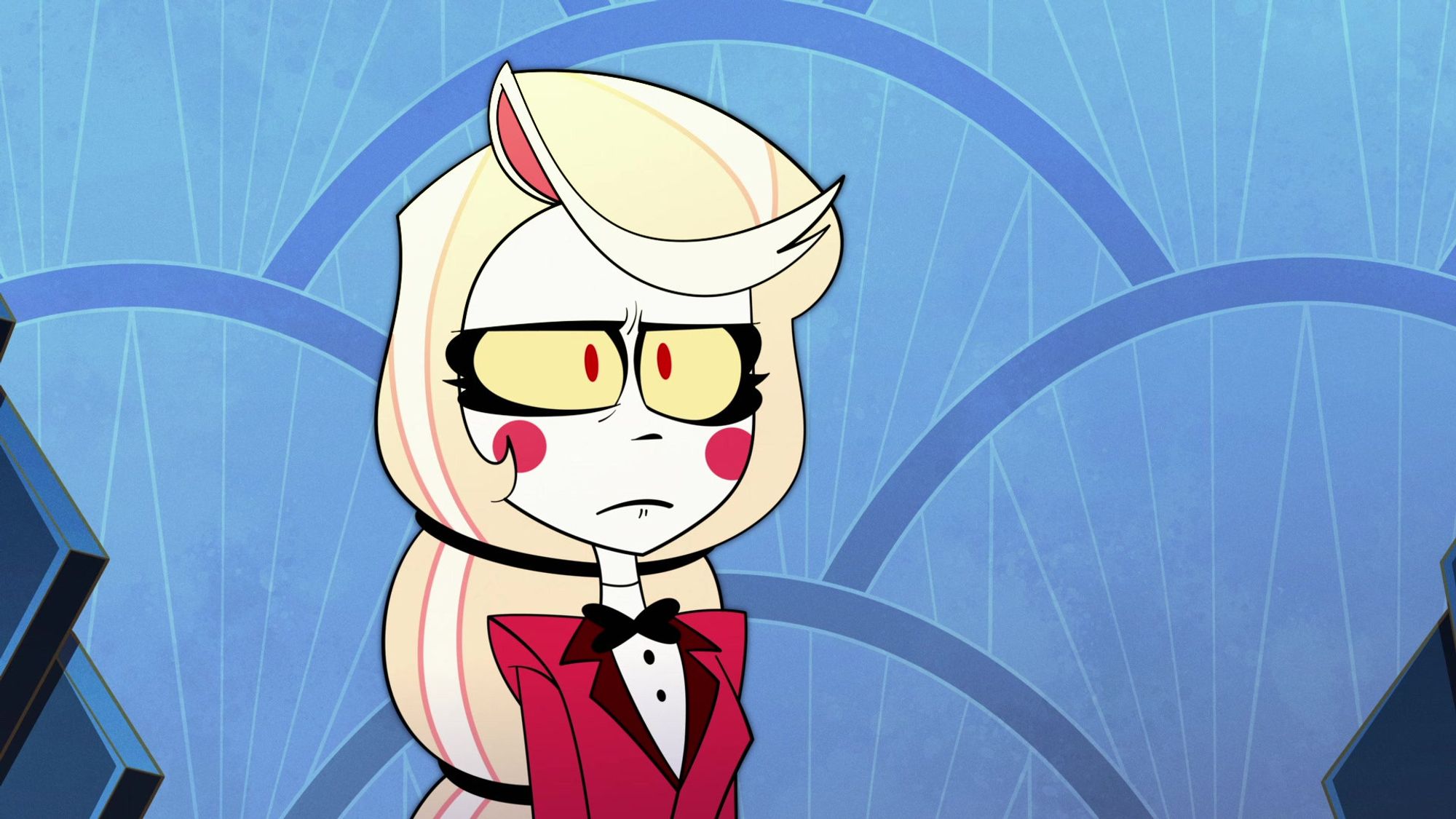 Charlie Morningstar from Hazbin Hotel, not looking impressed