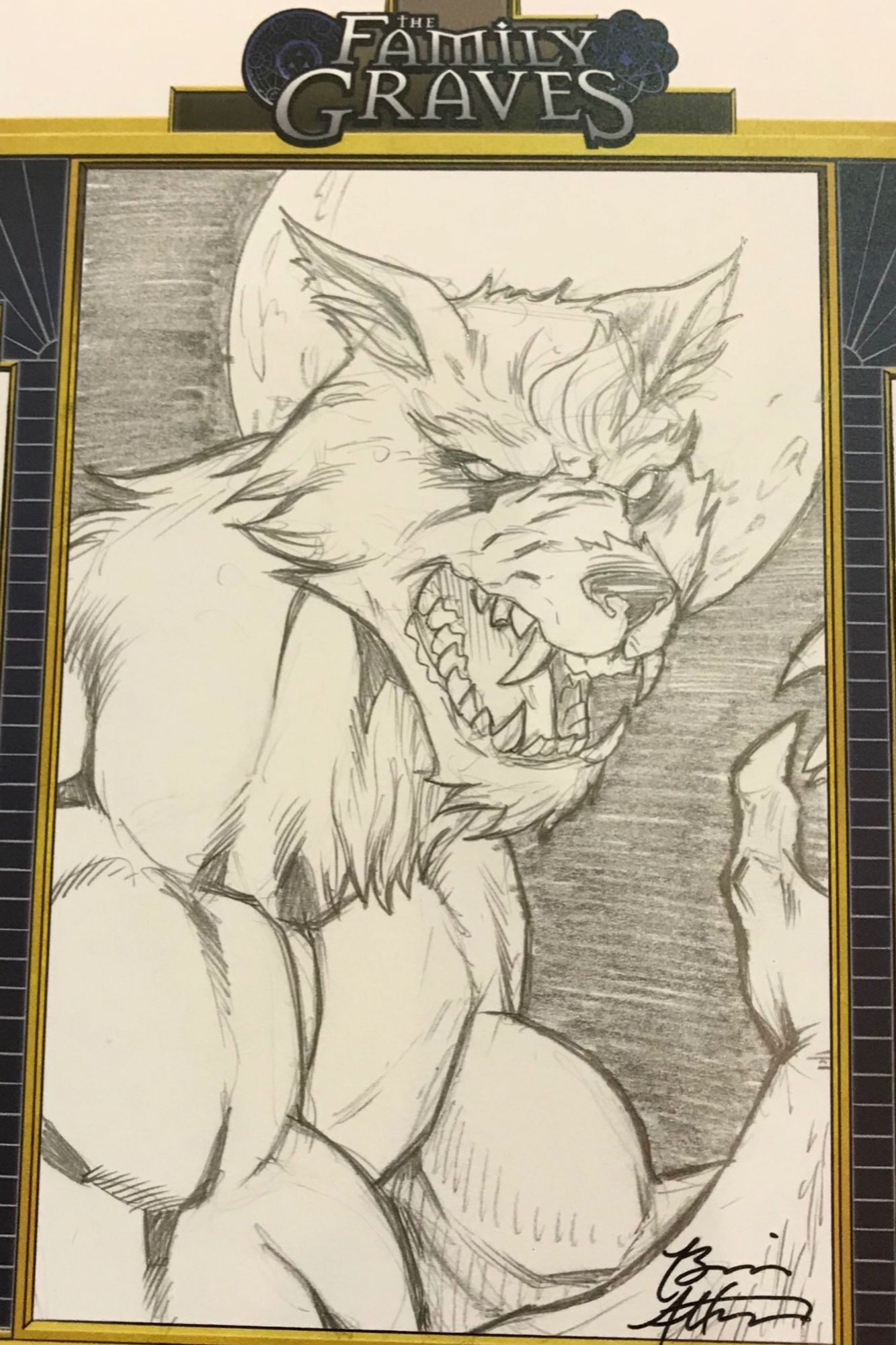 The scary werewolf form of Phil Graves, father and sometimes werewolf  from the comic book The Family Graves.