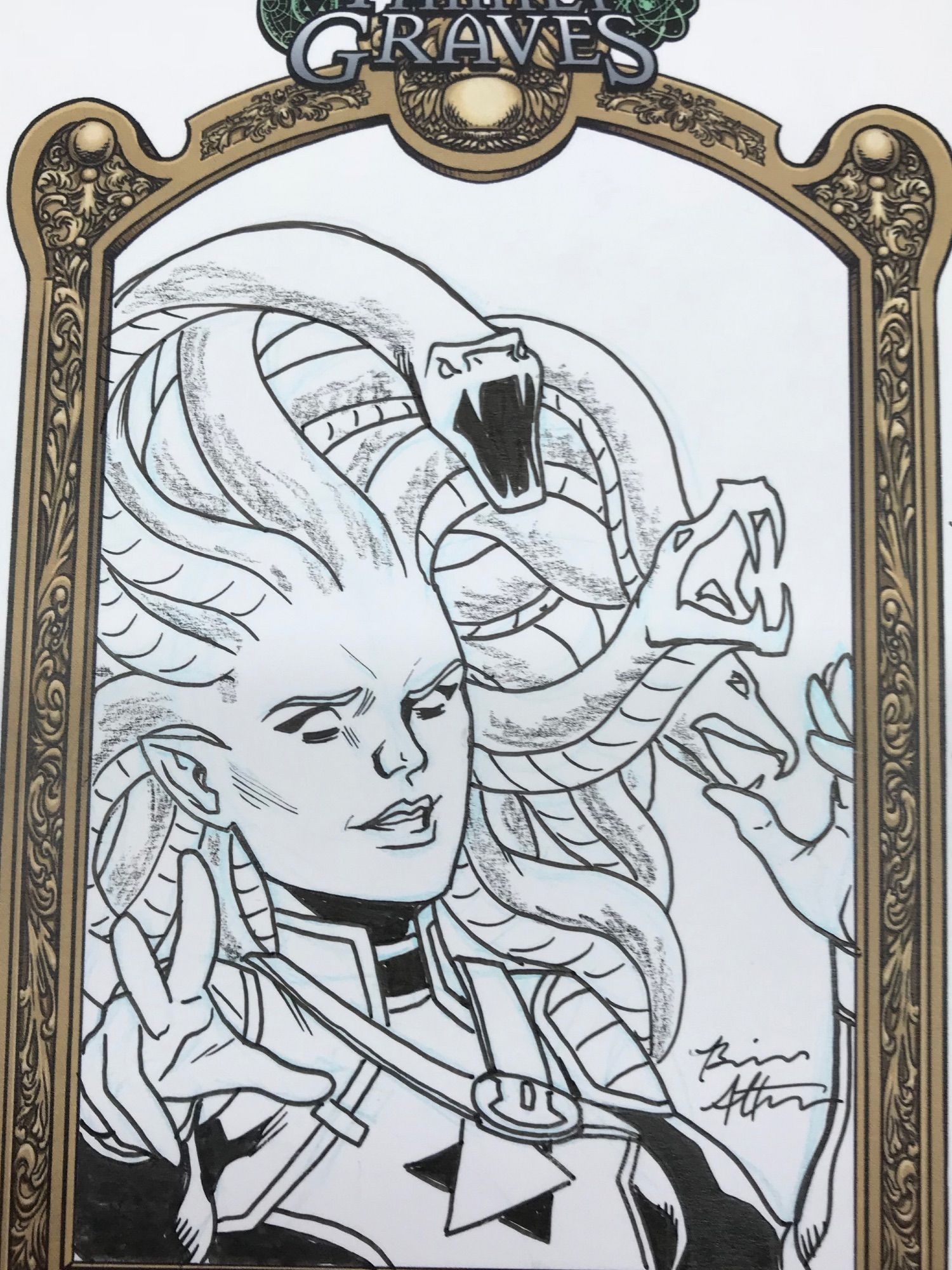 The gorgon character Bjanka, and all her stylish snakey hair, from the comic book The Family Graves.