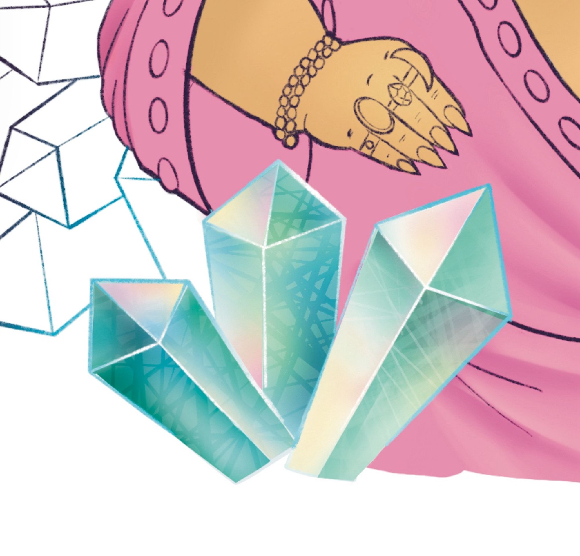 Digital drawing close up of angel aura quarts towers