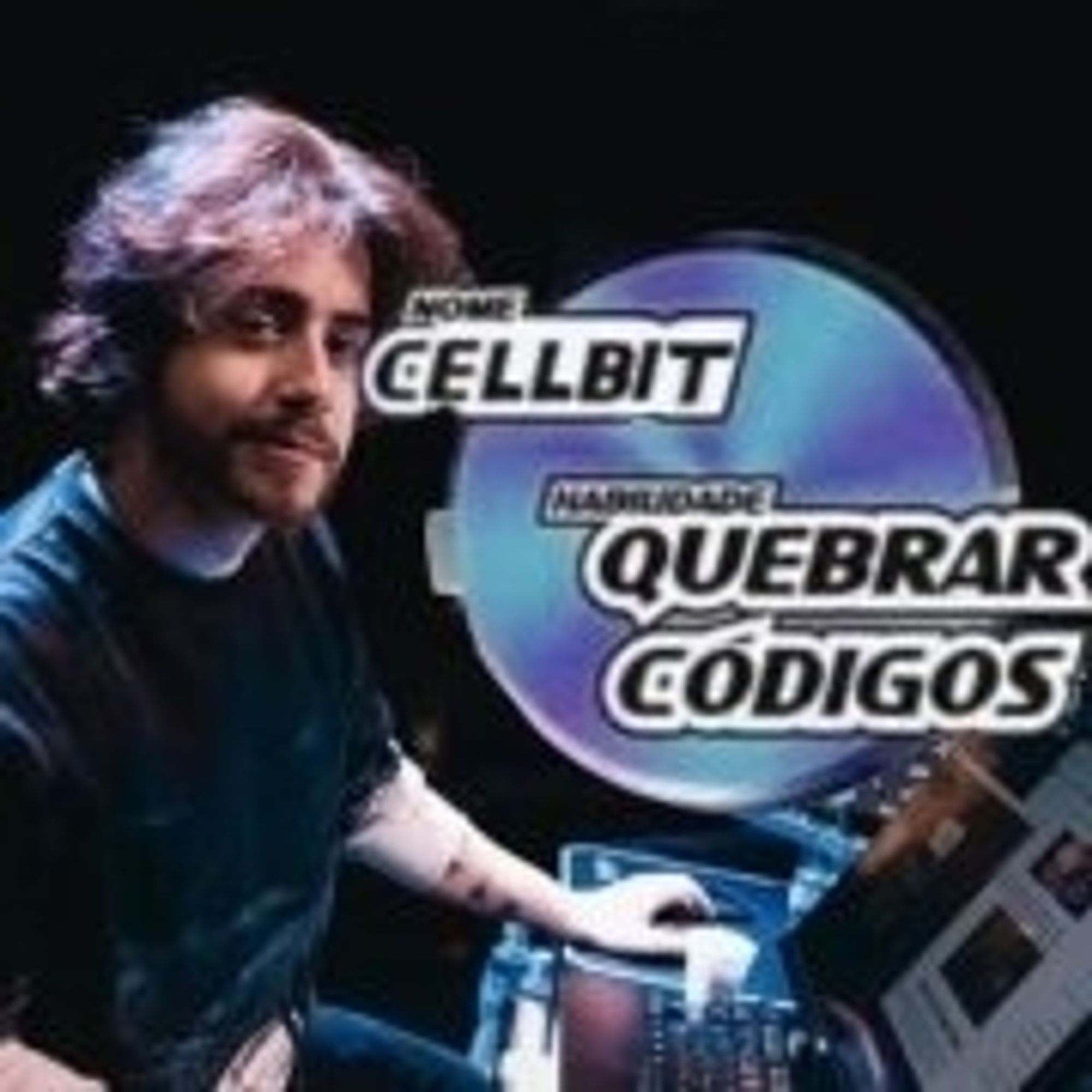 Montagem do cellbit com legenda
"Nome: Cellbit; Habilidade: quebrar códigos"