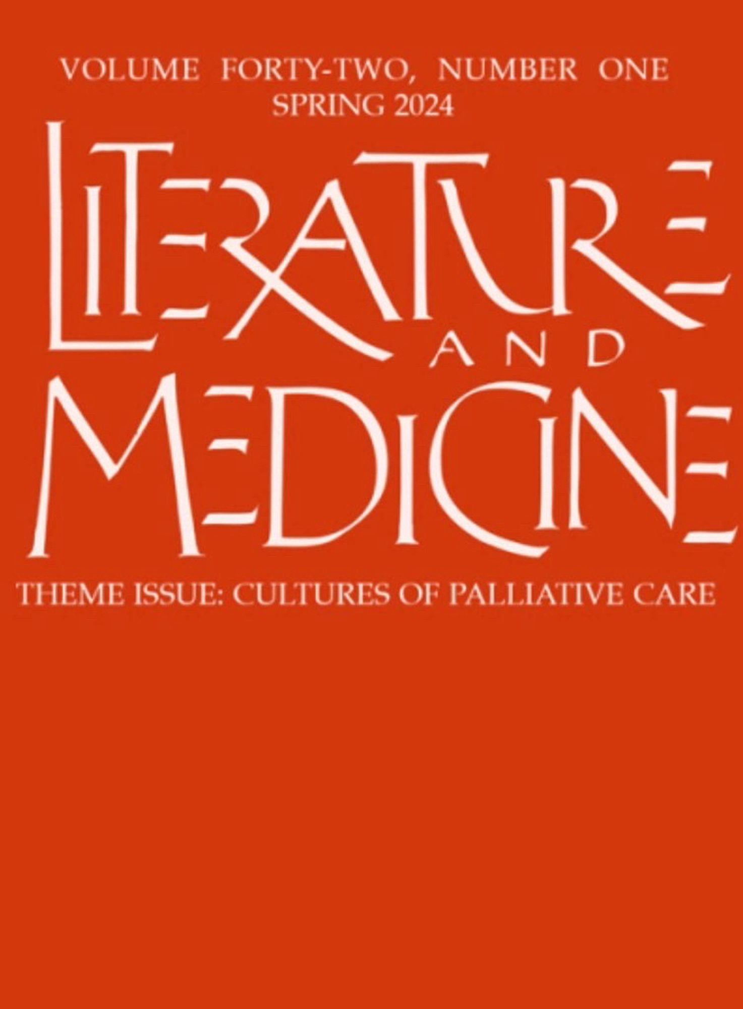 Literature & Medicine front cover for special issue on cultures of palliative care