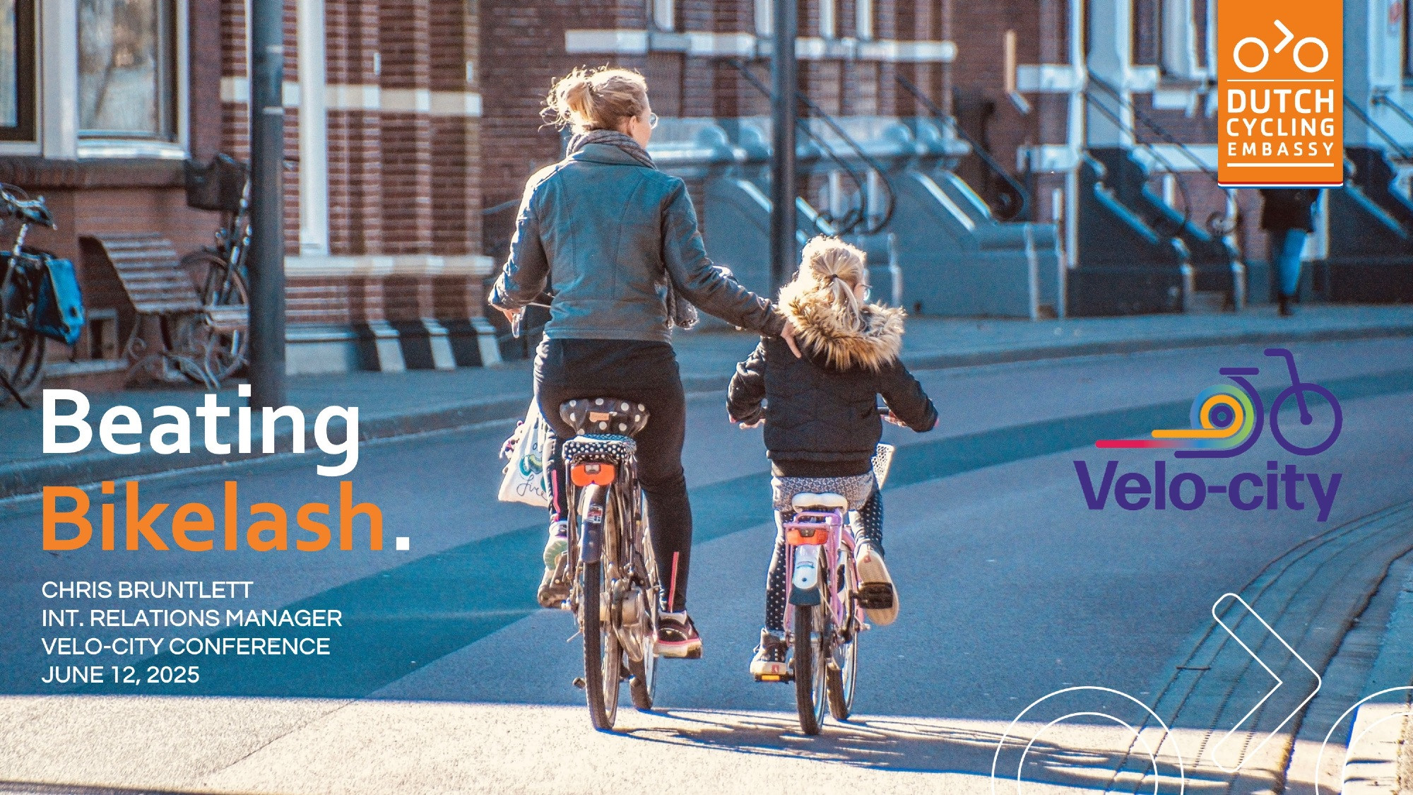 Powerpoint slides from a presentation entitled “Unleashing the Silent Majority to Beat Bikelash”, which feature photographs of urban transformation from cities around the world.