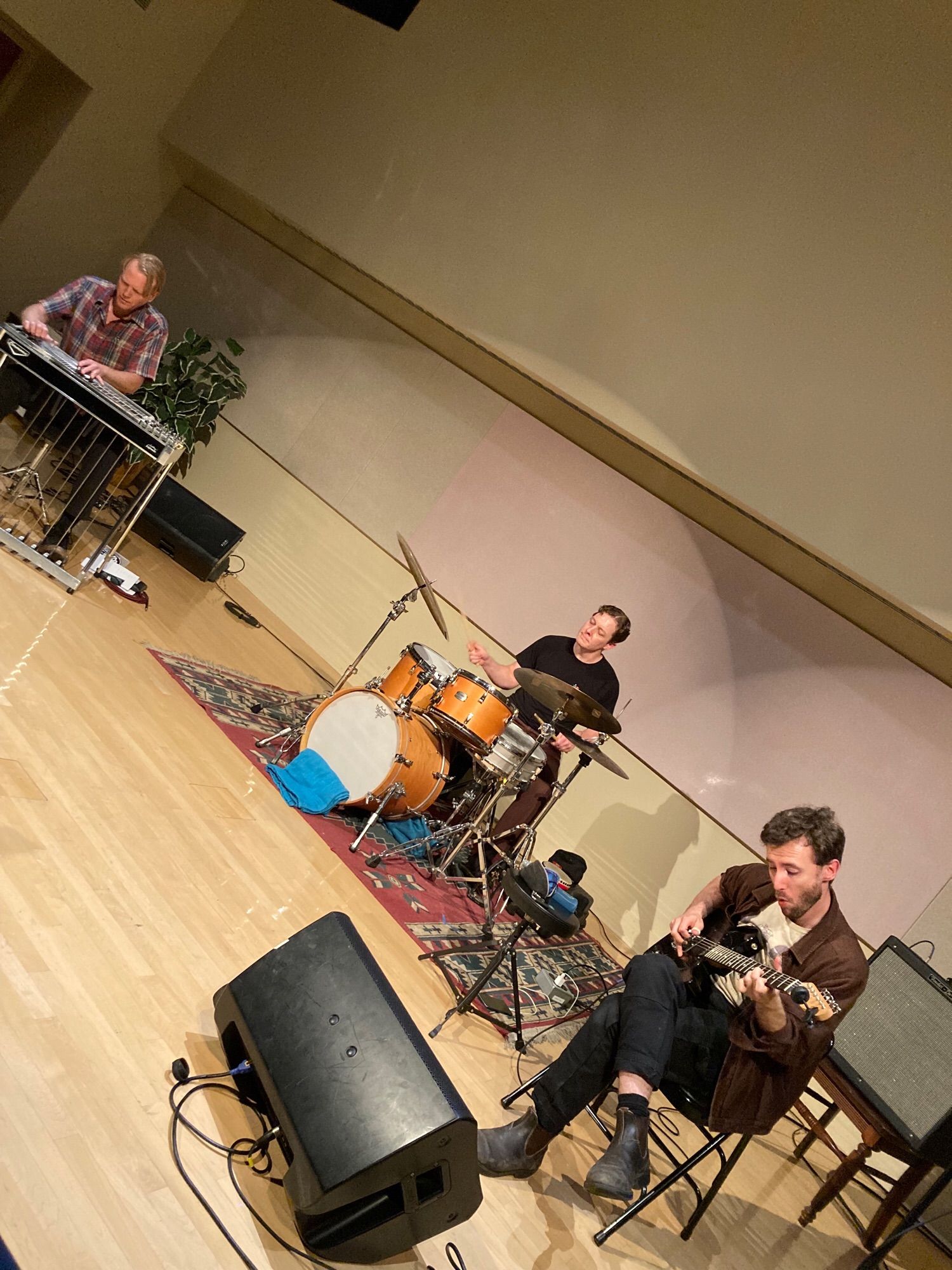 Eli Winter Trio L to R: Sam Wagner pedal steel, Tyler Damon drums, Eli Winter electric guitar