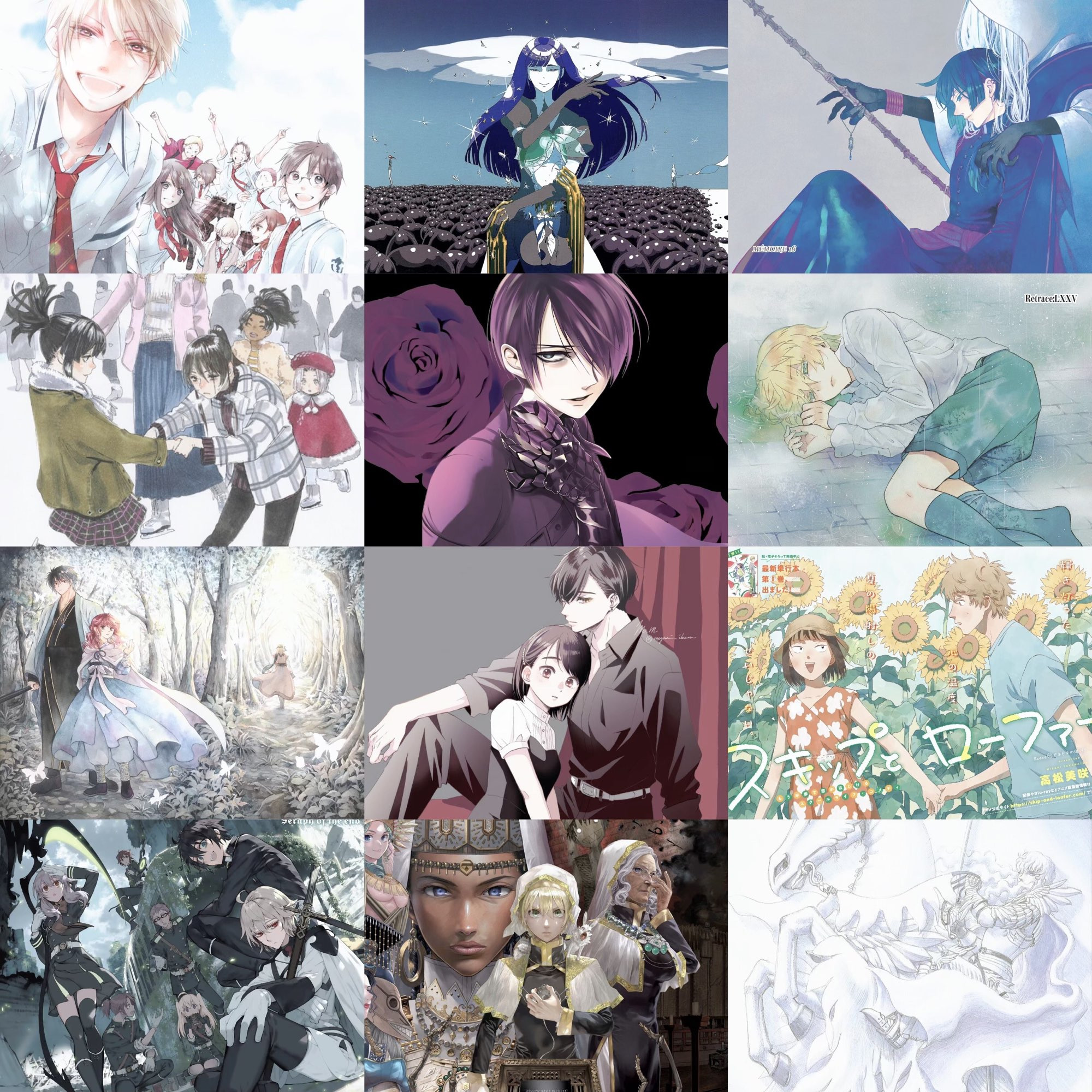 Sounds of Life // L’ere des cristaux // Les mémoires de Vanitas 
Hell’s Paradise // Le requiem du Roi des Roses // Pandora Hearts 
Yona Princesse de l’Aube // A tes Côtés // Skip and Loafer 
Seraph of the End // Magus of the library // Berserk 