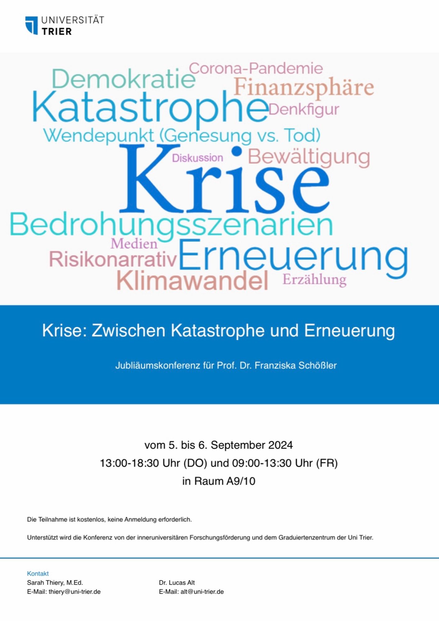 Tagungsplakat mit Wortwolke zum Thema Krise.