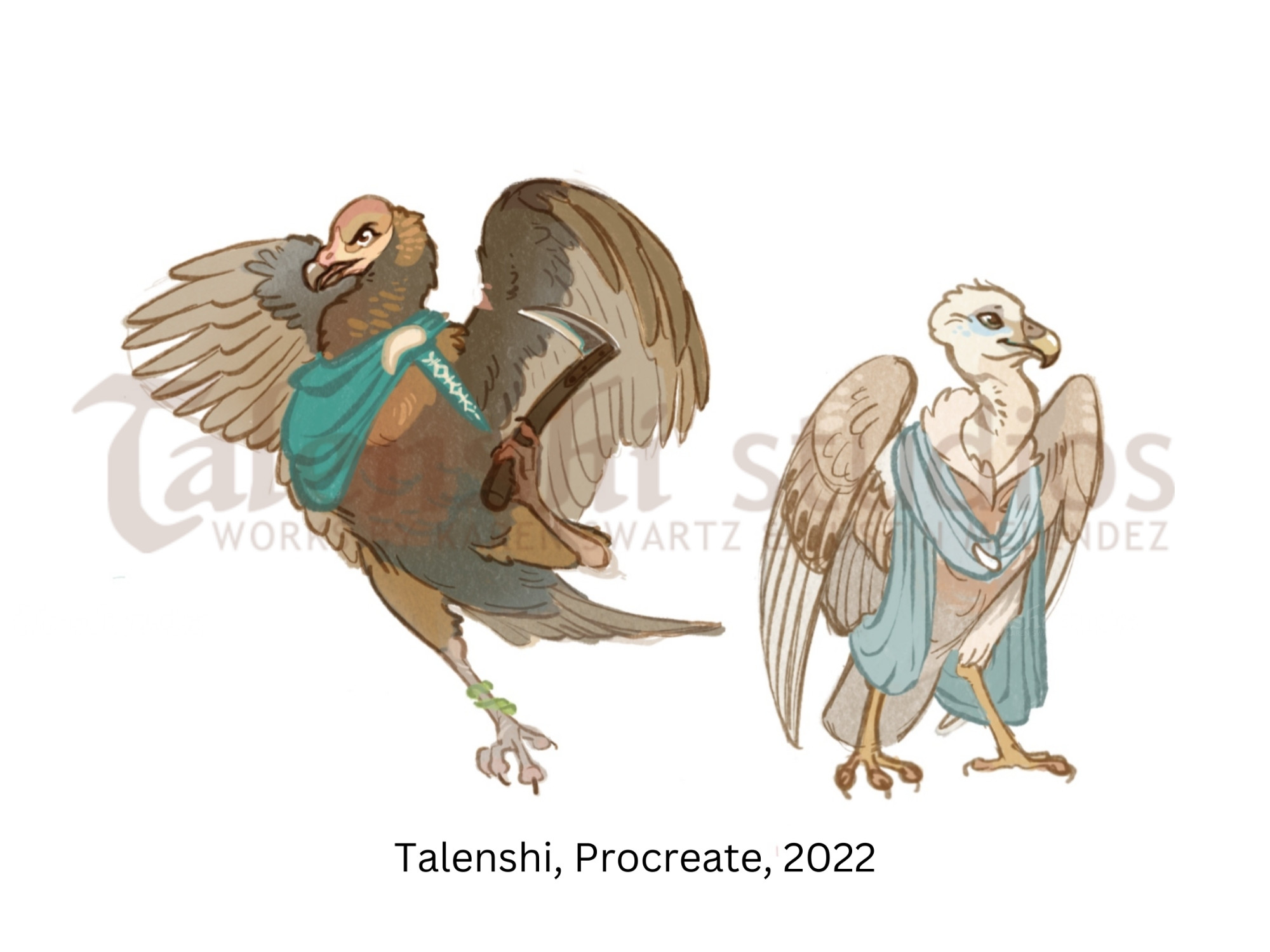 Lizbeth the lesser yellow headed vulture and Aspen the griffon vulture