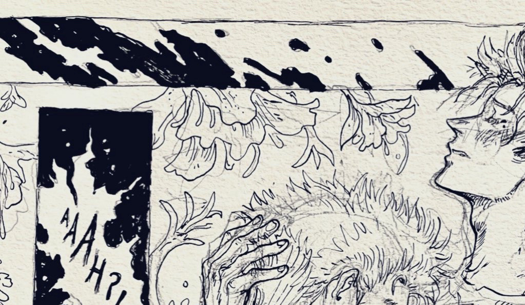 Crop of inked doujin panels. 