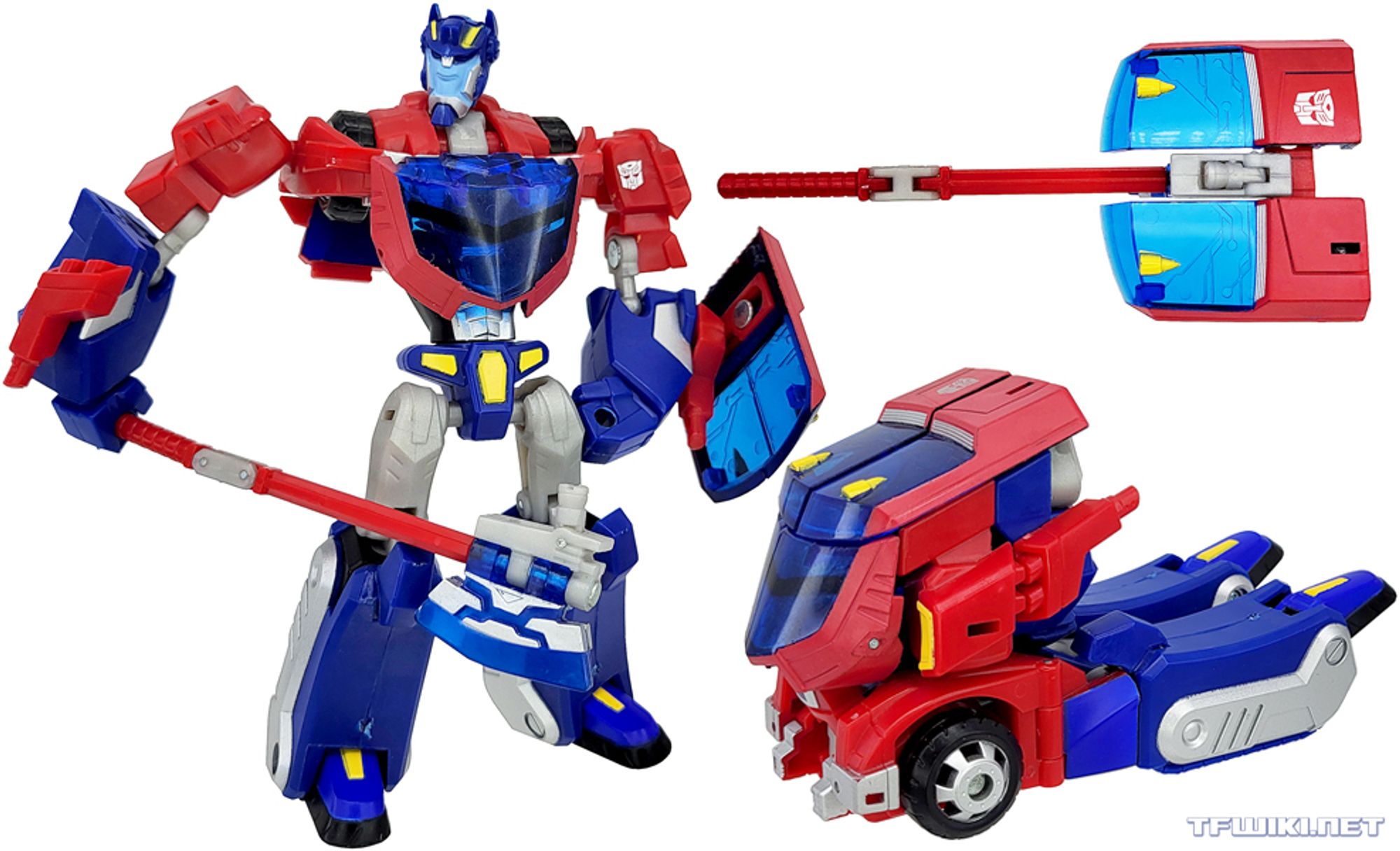 The Hasbro "Transformers Animated" Cybertron Mode Optimus Prime toy.