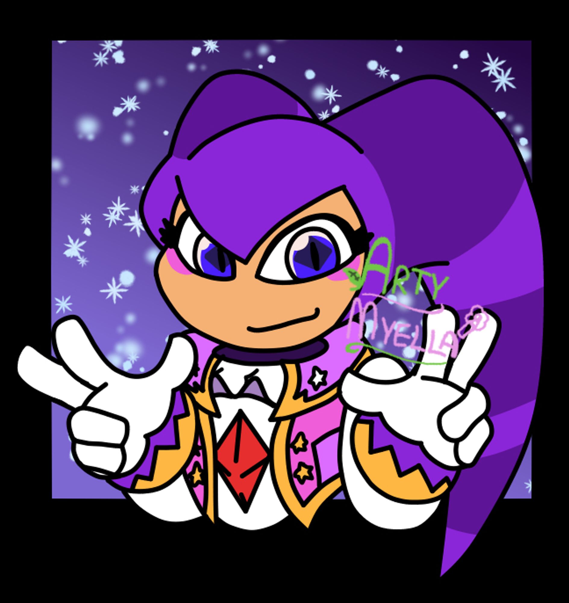 The artwork used on the meme on its own. Includes a couple of my tweaks according to my headcanons; blush stickers, an indigo hue on the eyes, and more light violet and white to compliment the jacket.