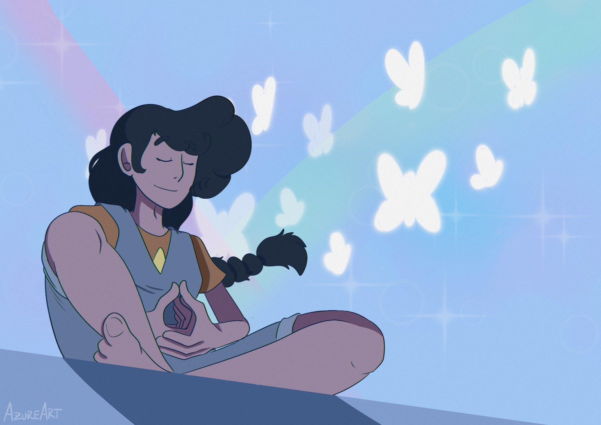 Connie meditating