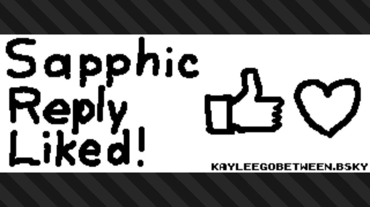 Splatoon plaza post that reads "Sapphic Reply Liked!" and shows an illustration of a Facebook thumb and Twitter heart icon