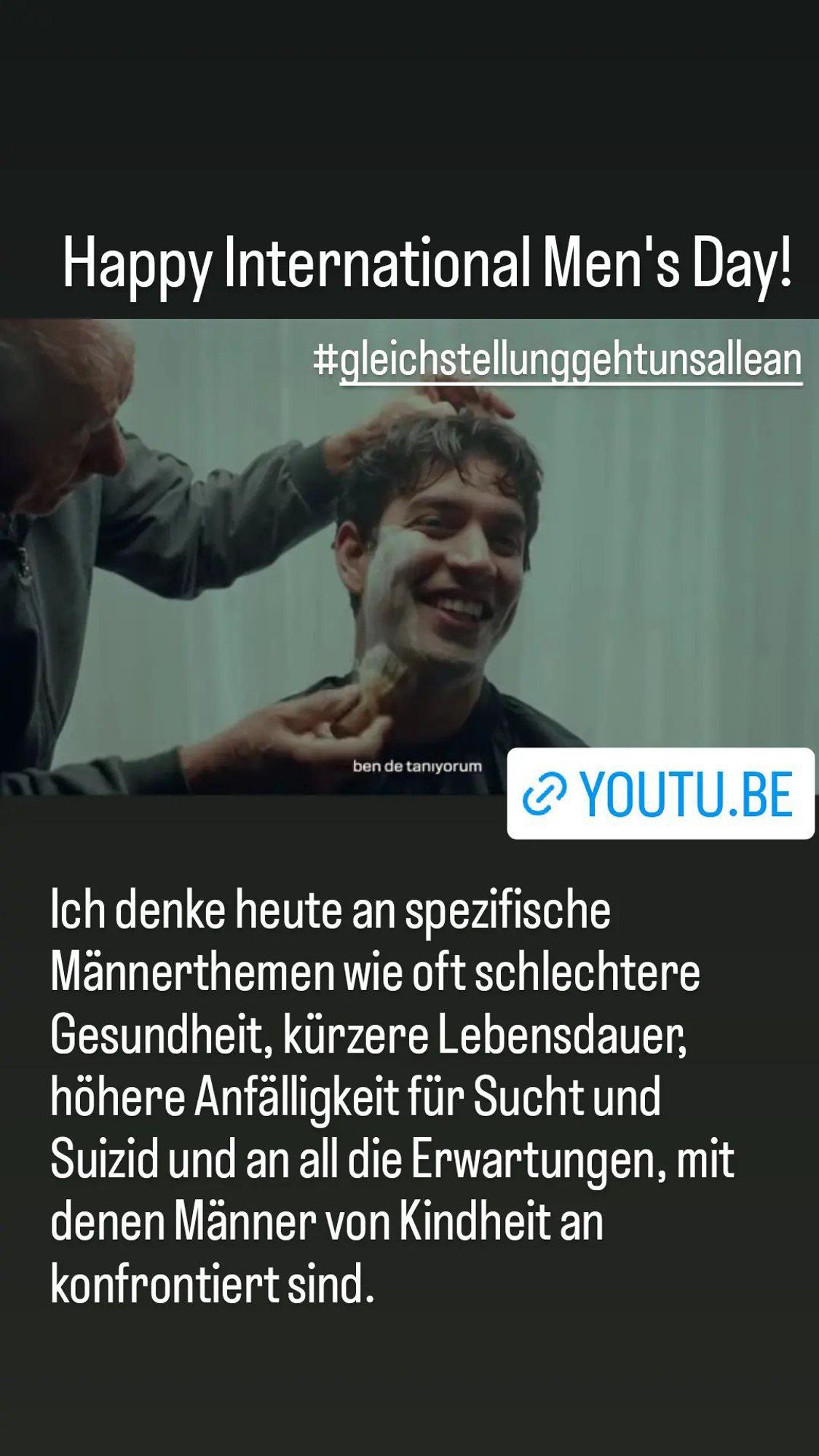 Happy International Men's Day!


#gleichstellunggehtunsallean
https://youtu.be/-pe_Kkg98zs?si=Ht8M8ScRbc4g-LgZ