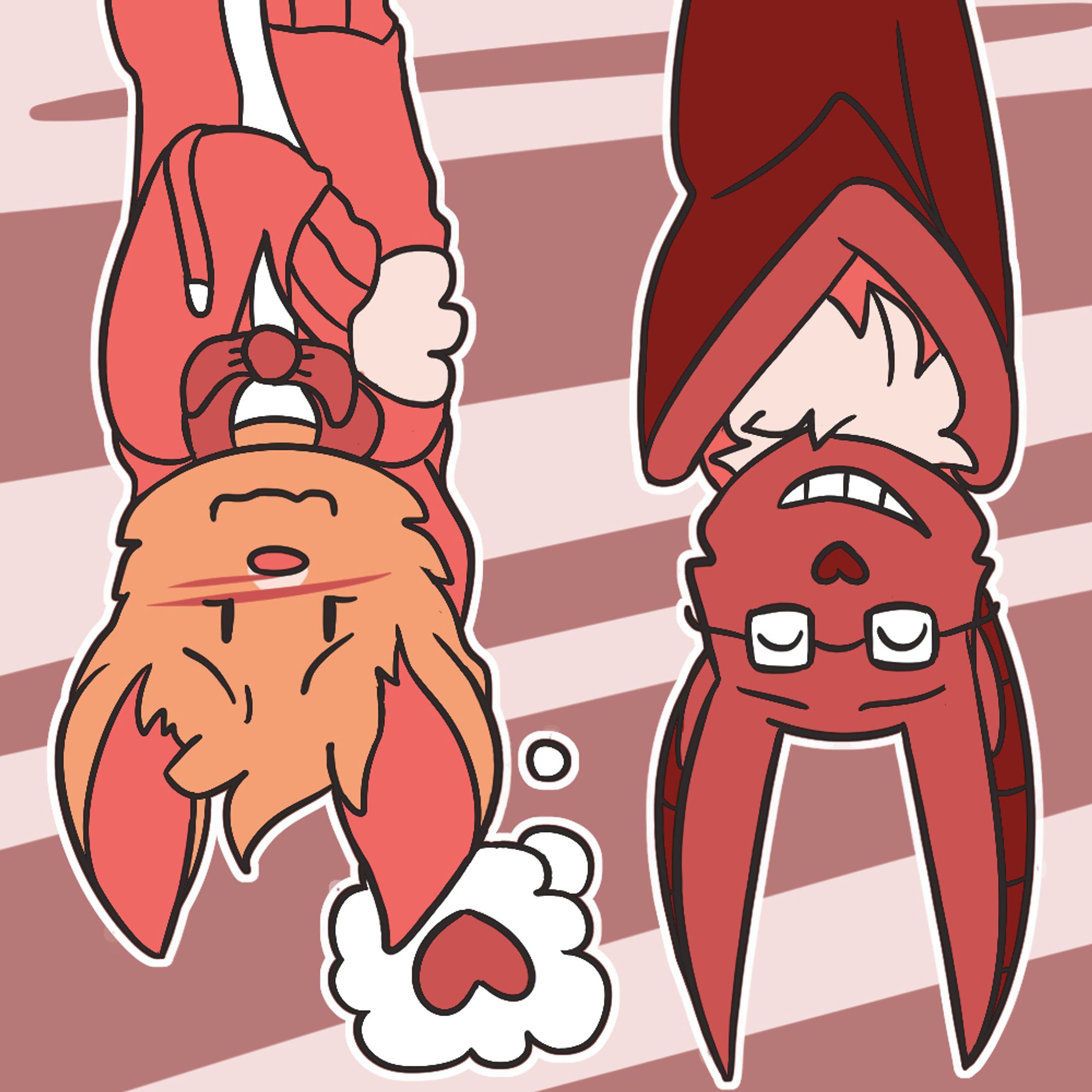 Romy hanging upside-down with her vampire bat friend, Echo!