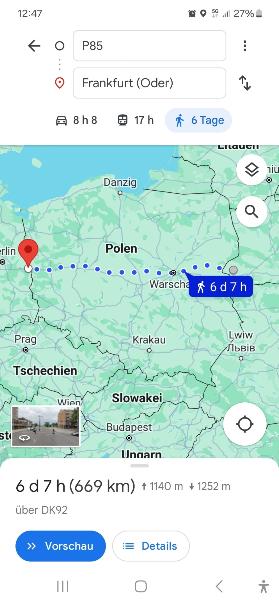 Googlemapsausschnitt: Entfernun Frankfurt/Oder bis Randomwest-Belarus:
669 km