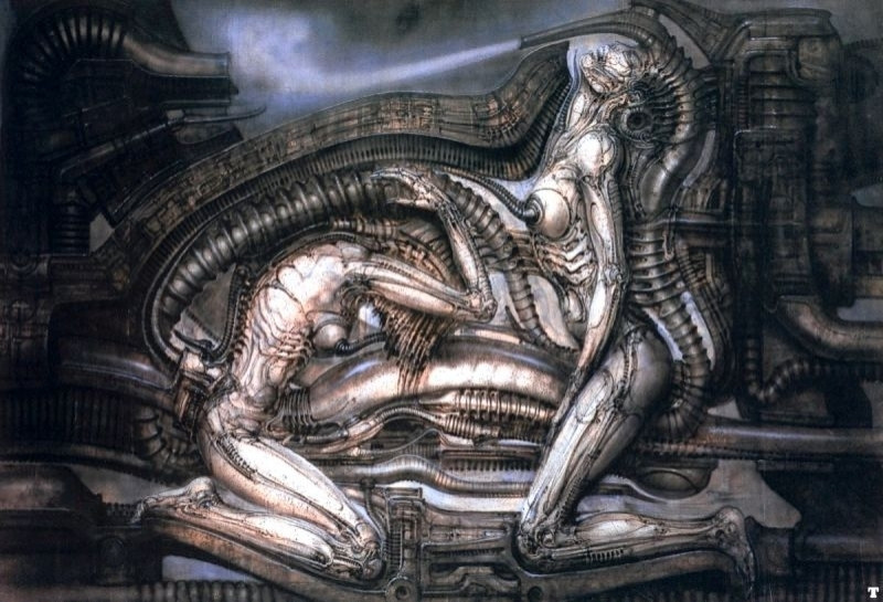 A piece of HR giger's work, all alien style, clearly about getting spitroasted as soon as someone points that out to you