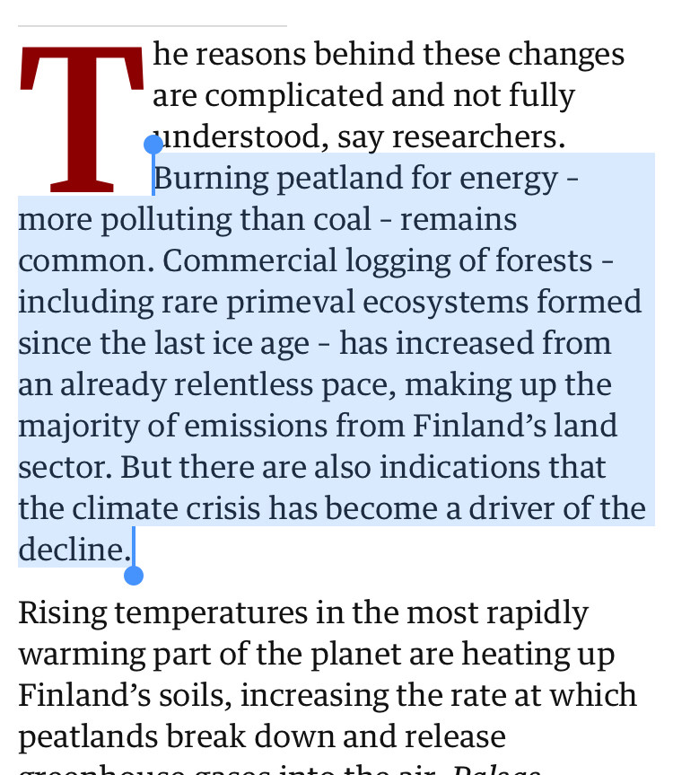 Burning peatlands for energy remains common

Commercial logging of forests has increased

But there are also indications that the climate crisis has become a driver of the decline