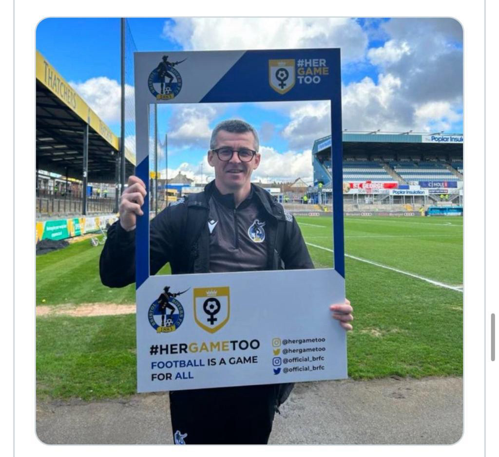 Joey Barton, who today is making a big performative flounce about women commentating on men playing football, holding a sign extolling that football is a game for all, including the hashtag #HerGameToo. What a complete bellend.