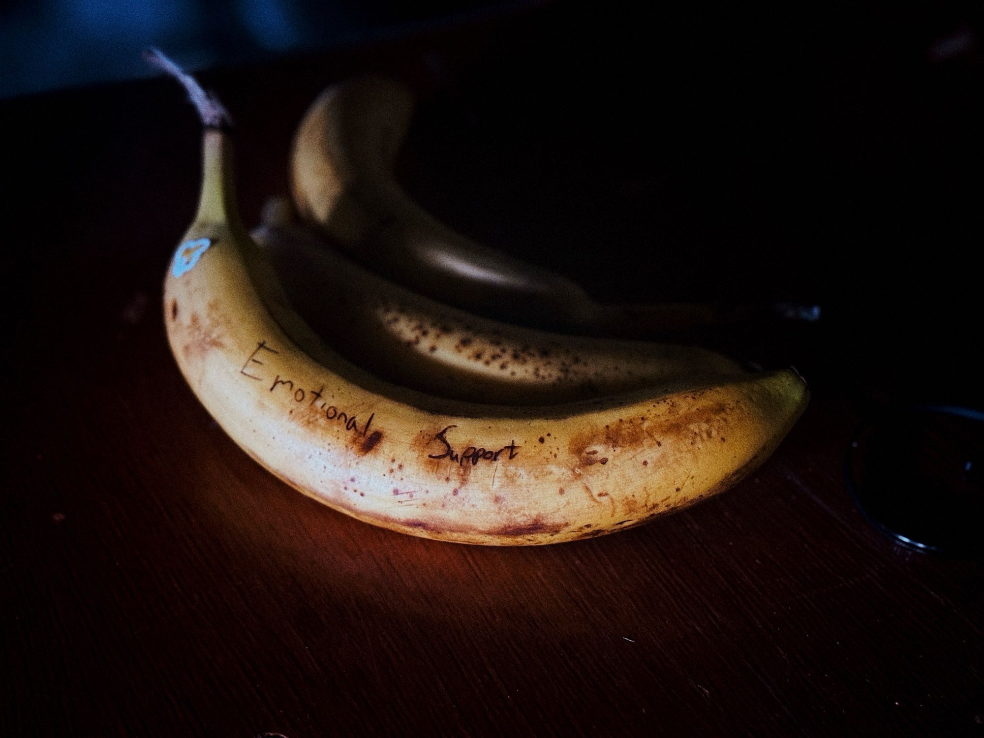 The emotional support banana that was stationed at the charity table