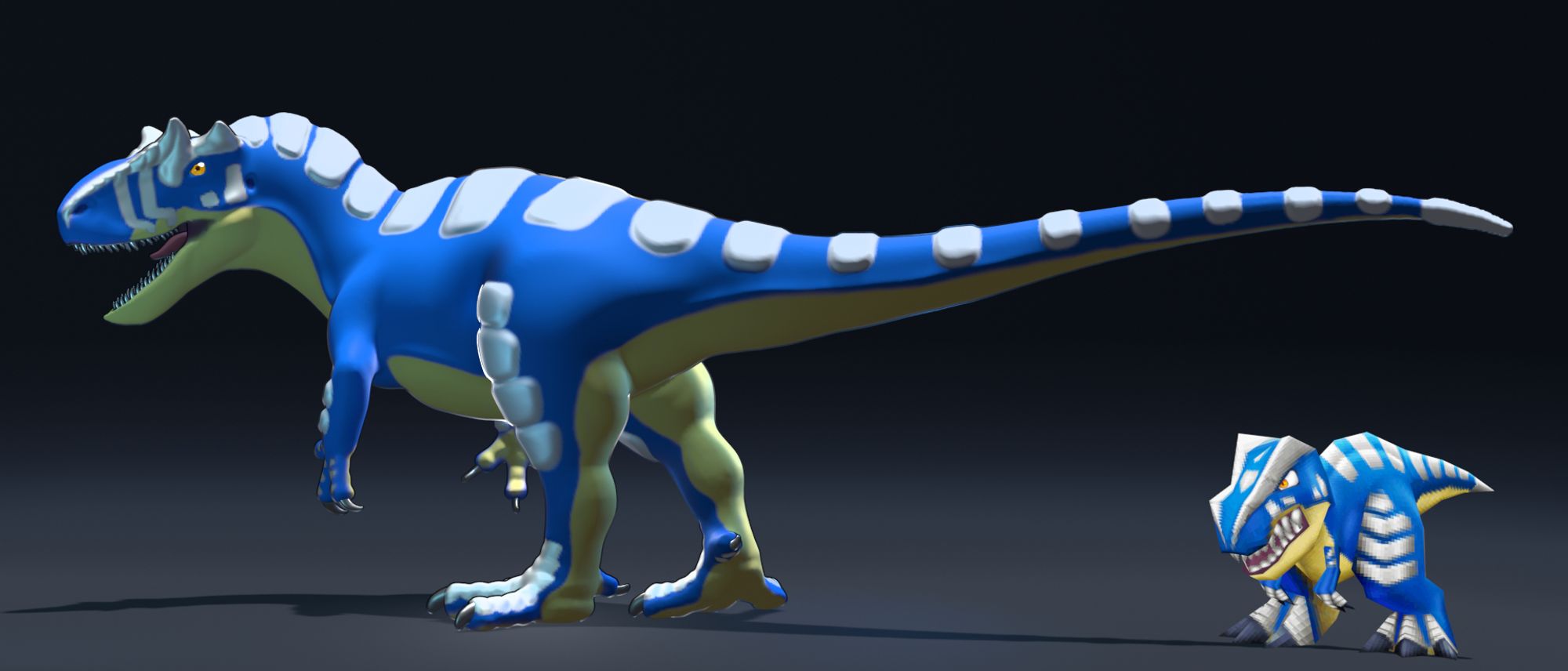 A sculpt of Allo from Fossil Fighters with updated anatomy. In game model for comparison is also shown