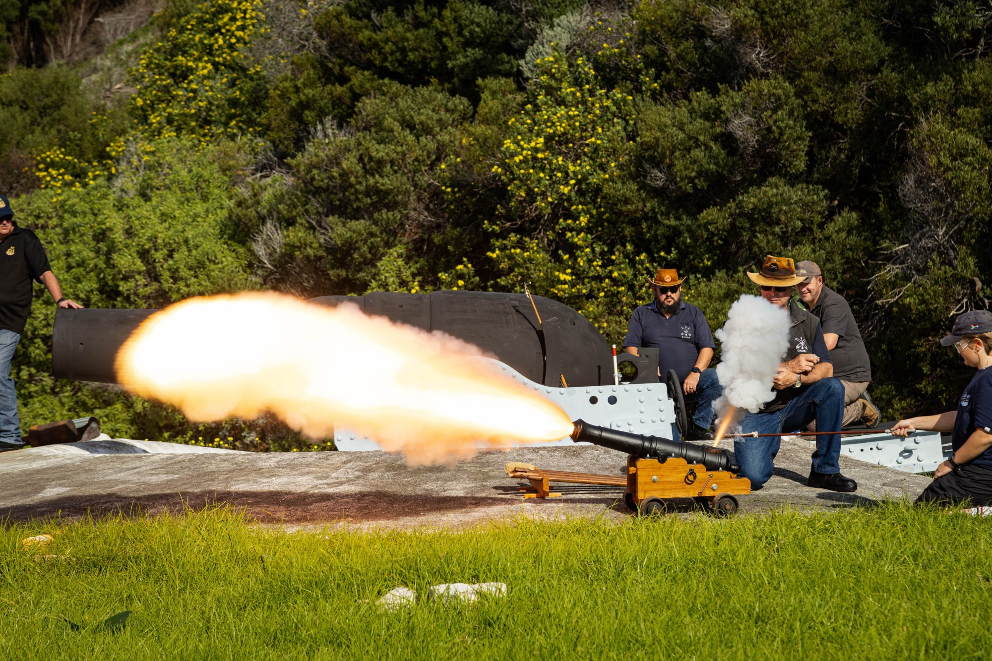 Small gun fired from the Middle North Battery overlooking Simon's Town on Youth Day.