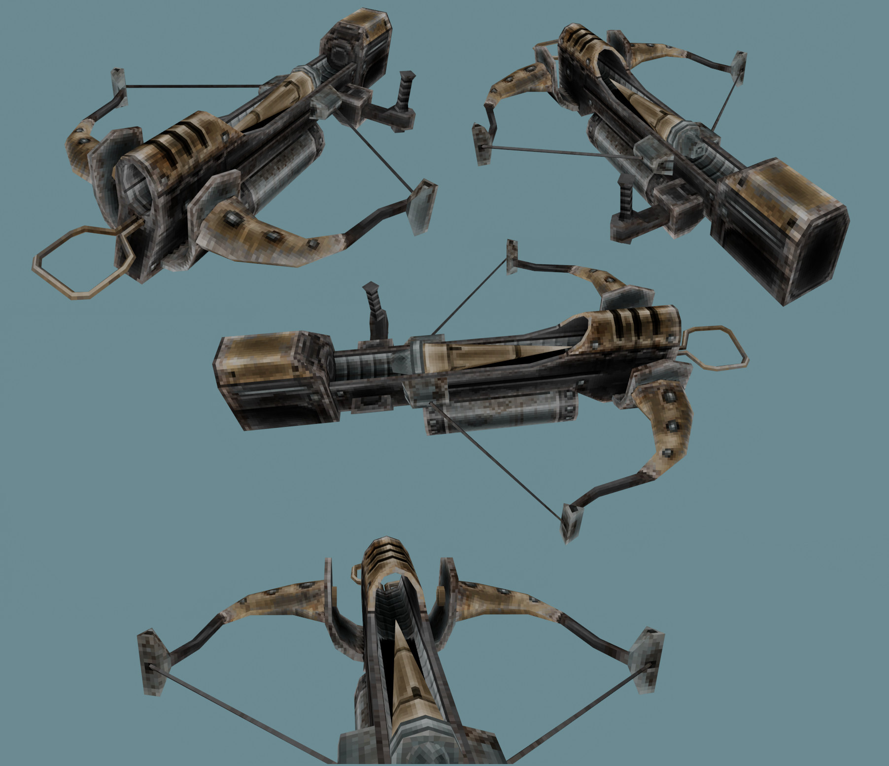 Ballista ; Rocket Launcher expy, uses 3 Metal ammo per shot. Shoots metal stakes at high speed, generating shockwaves on impact.

727 tris, 256x256 AO baked hand-made texture