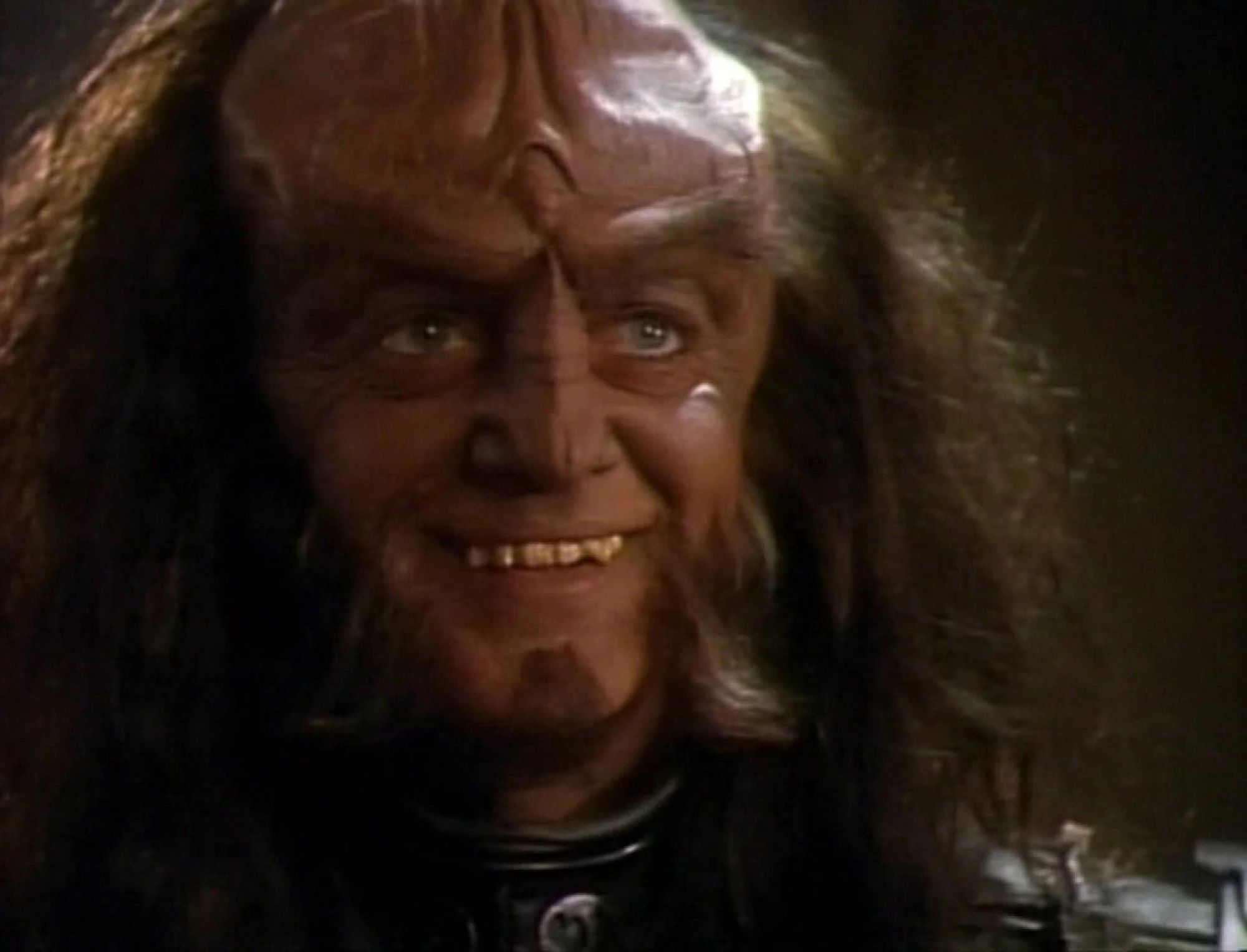 Gowron smiling in welcoming of Jadzia and all on this trans awareness day